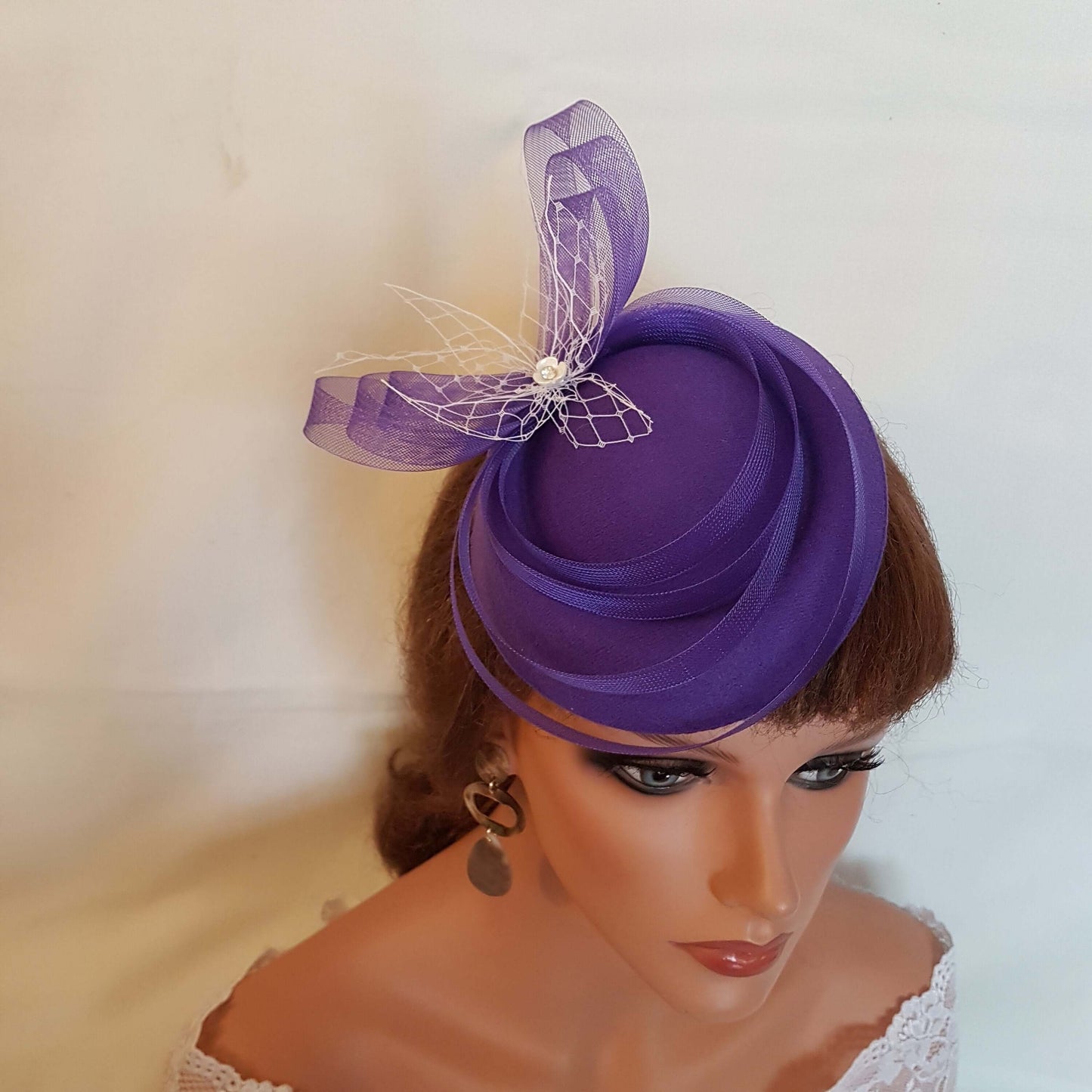 Hat fascinator, Vintage 40s 50s Hat, Purple Hat, PURPLE fascinator , Race Cocktail hat, Ascot Hat, Cocktail hat, wedding headpiece