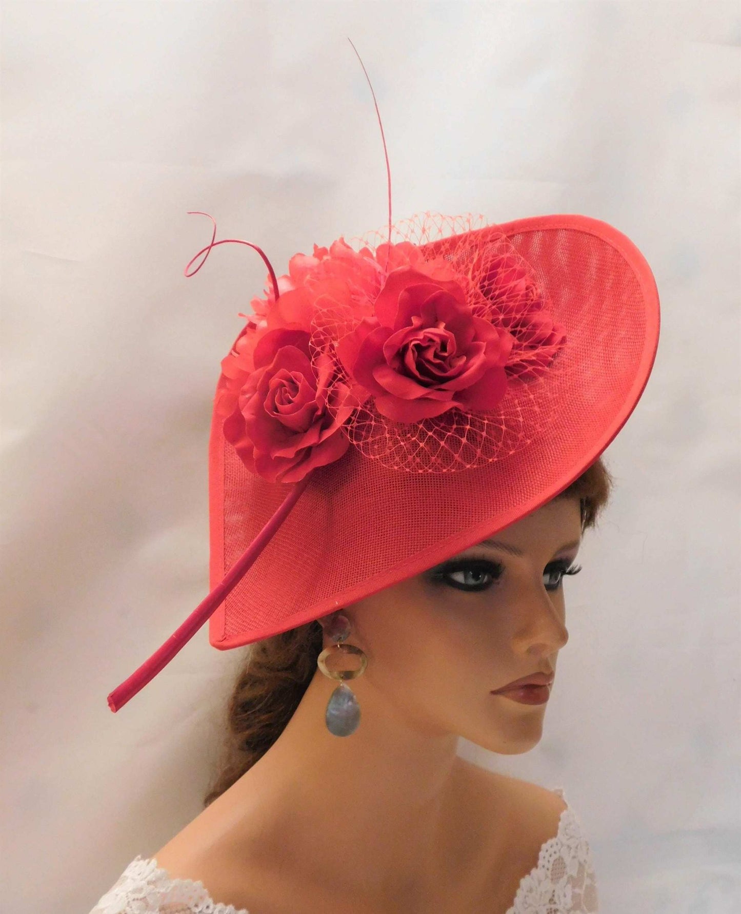 RED FASCINATOR HAT
