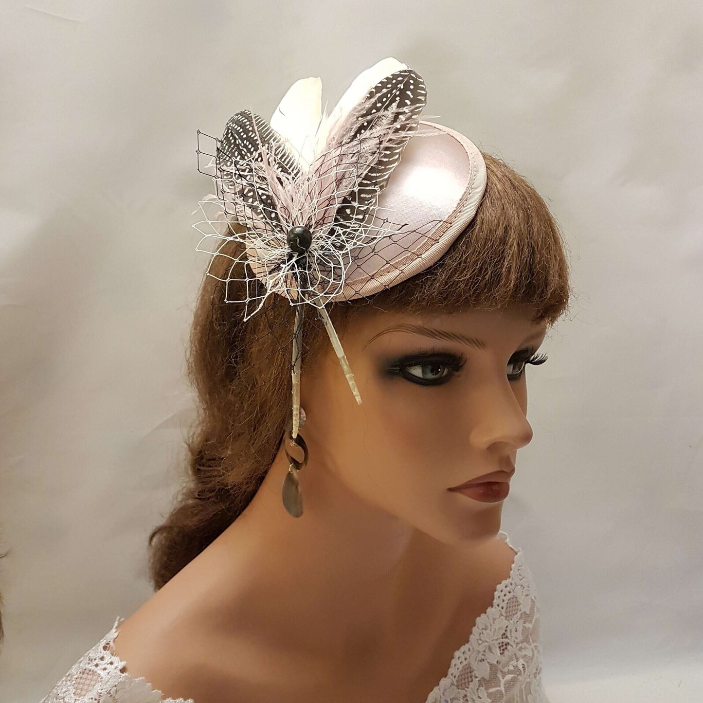 Cappello Fascinator Rosa Cappello PIUME Copricapo ROSA CIPRIA, Cappello da corsa Cappello da cocktail Cappello Ascot Matrimonio Chiesa Festa da donna Fascinator Gatsby fascinator