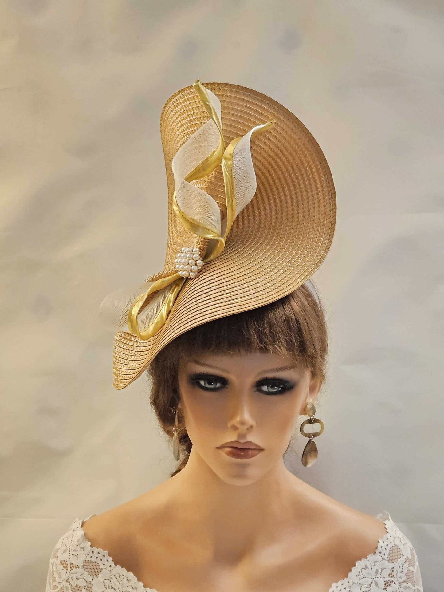 Gold Fascinator Hat for Weddings, Races,Mother of the Bride/Groom & Special occasions