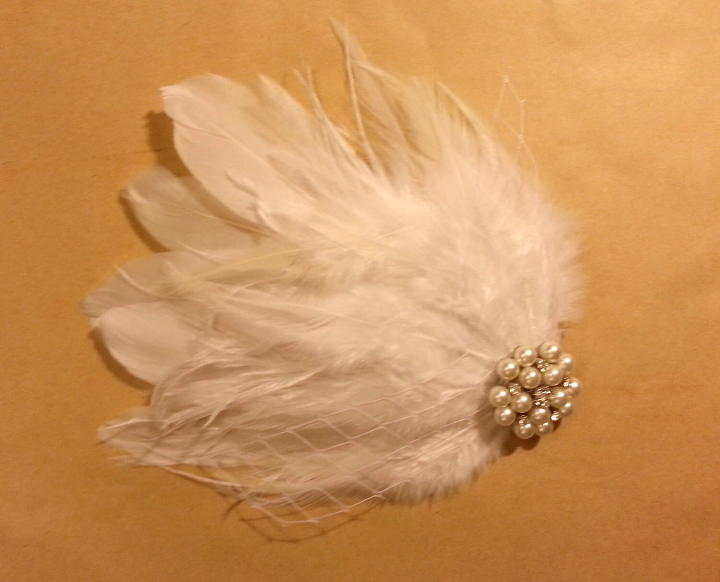 Wedding hair accessory Off White hair clip #Bridal Jewel Hairpiece Bridal Feather Fascinator Feather Hair Piece, Wedding Hair Accessory