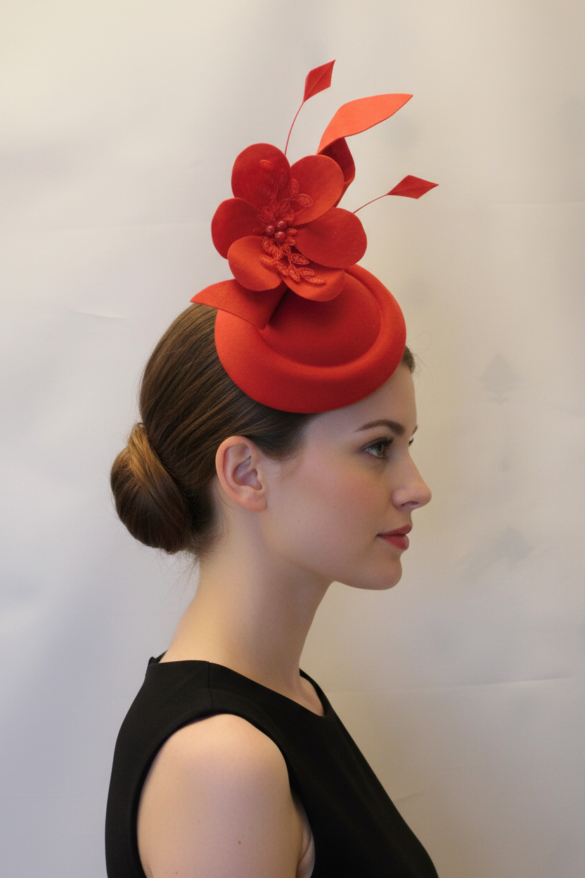 BROWN FASCINATOR, 40s 50s Brown Hat fascinator #Brown Felt hat Race,Cocktail,Ladies day,Ascot hat Brown felt flower hat Fascinator