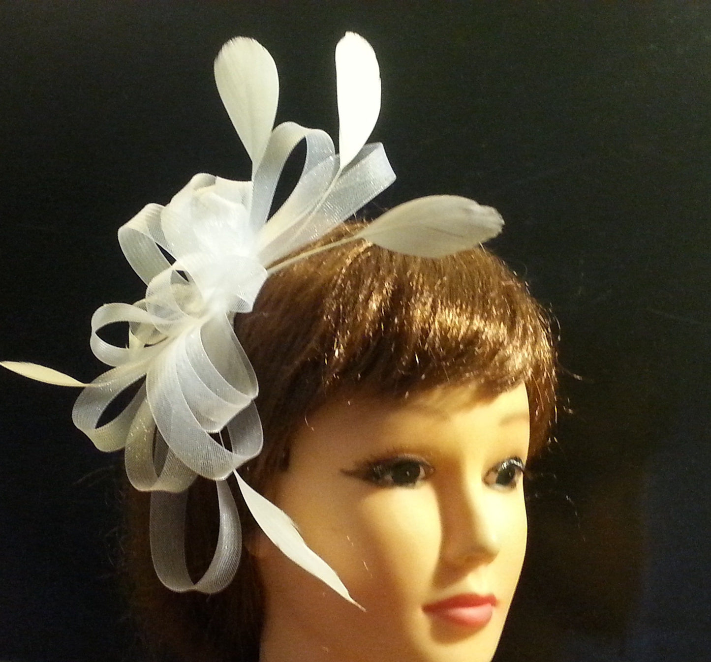 Fascinator Headband,White,Ivory,Champagne,Deep blue,Black,Red,Brown Feather fascinator Headband Wedding, Bridesmaid,Cocktail,Ascot Headband