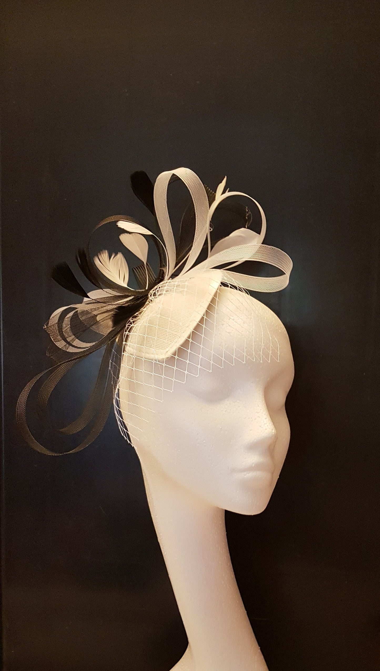 Fascinator hat Black and white Teardrop Hat fascinator #Red,Brown,Blue,Purple,Tan Ascot hat Fascinator Wedding Race,Cocktail fascinator