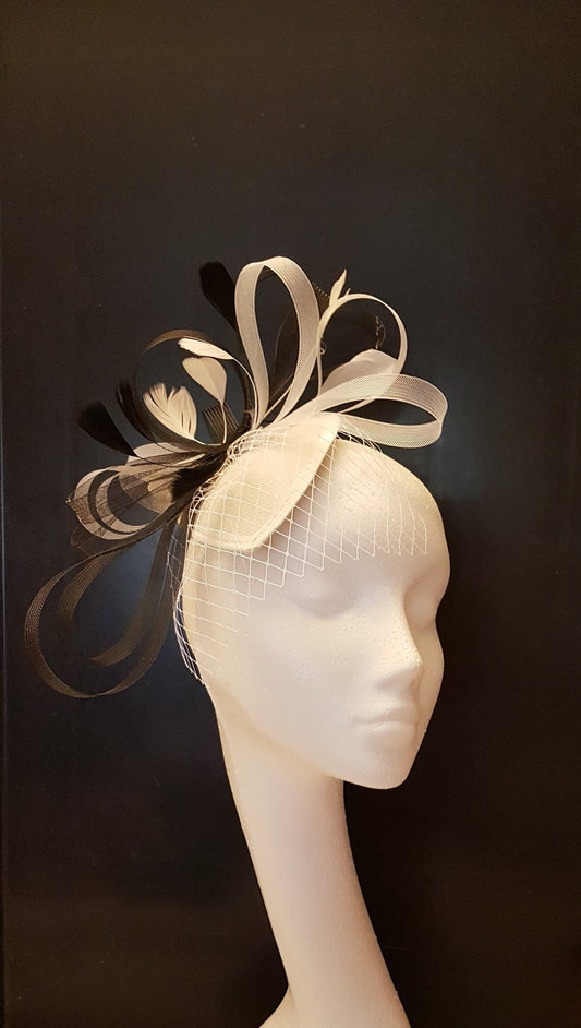 Fascinator hat Black and white Teardrop Hat fascinator  #Red,Brown,Blue,Purple,Tan Ascot hat Fascinator Wedding Race,Cocktail  fascinator