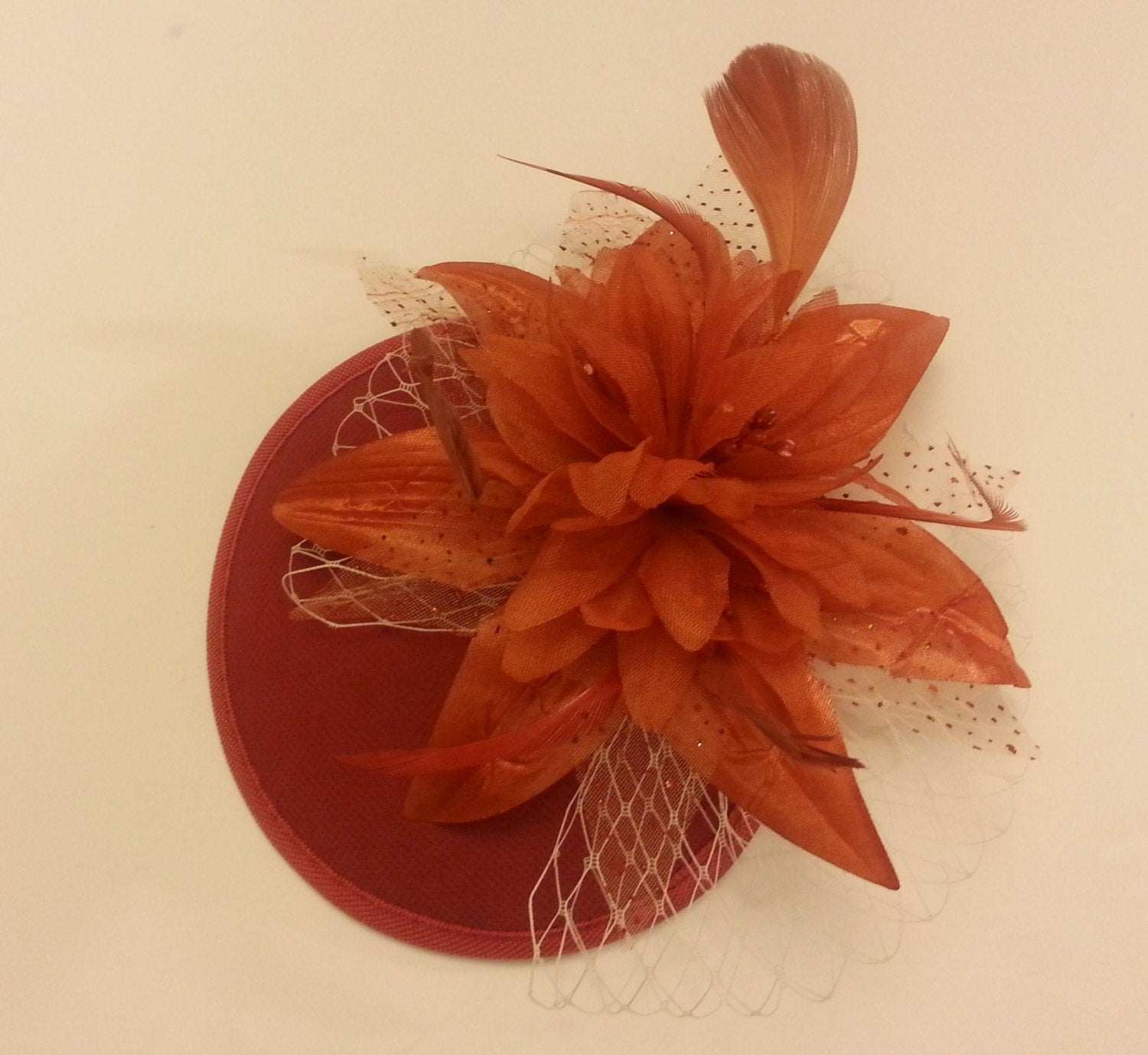 Terracotta Rusty Fascinator Race Cocktail,Ascot,Cocktail hat