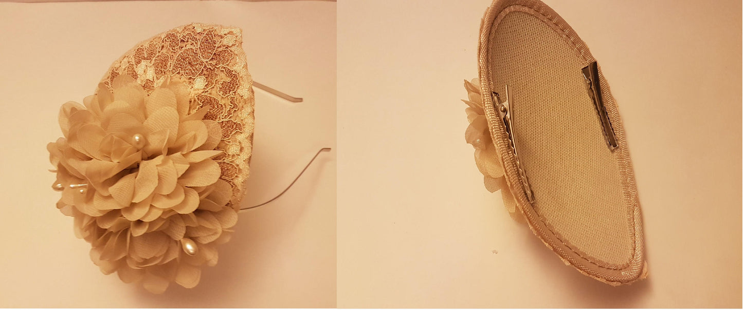 Champagne Lace Fascinator: Vintage Wedding Hairpiece
