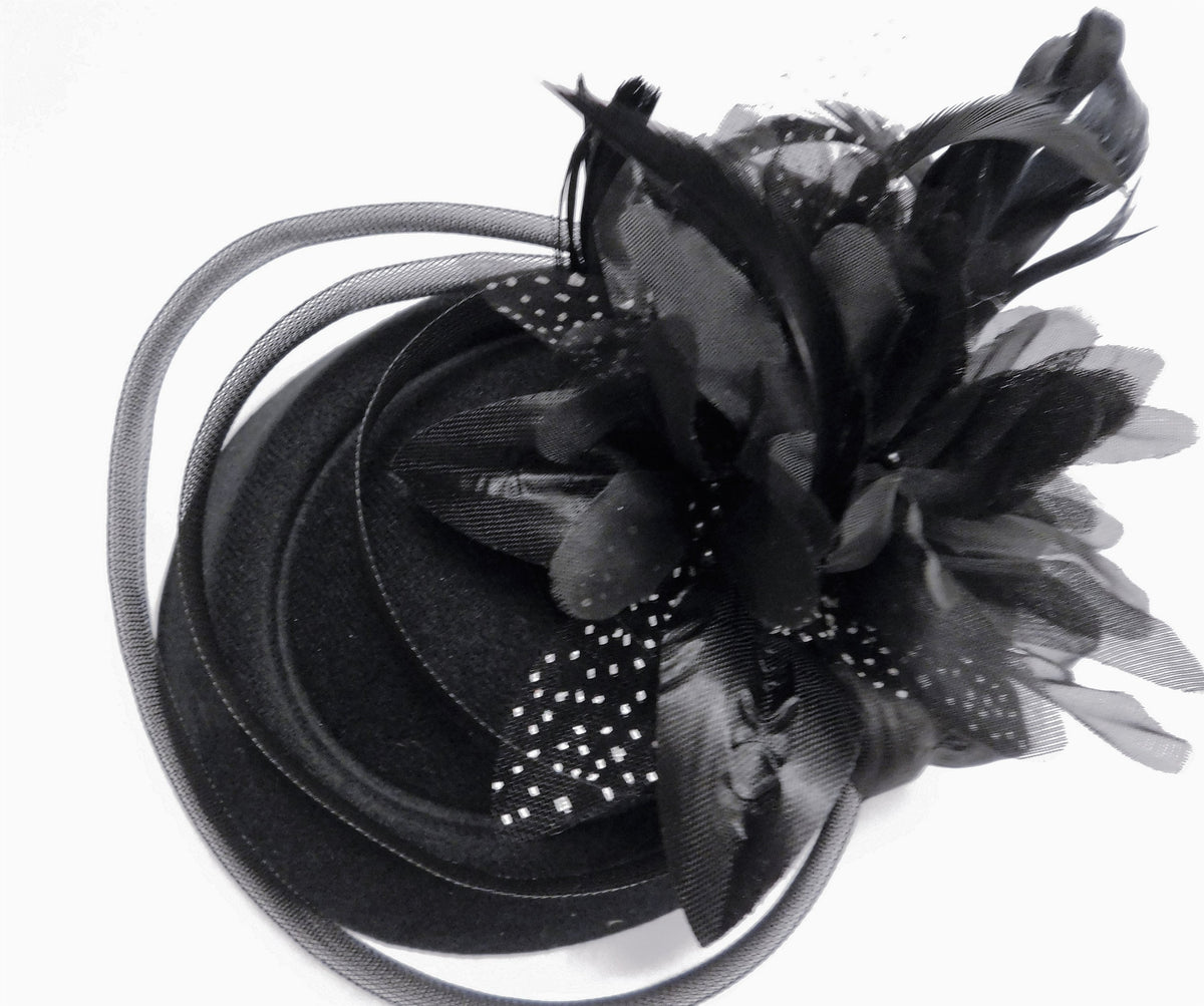 Black Feather Fascinator Hat, Ascot Derby Hatinator