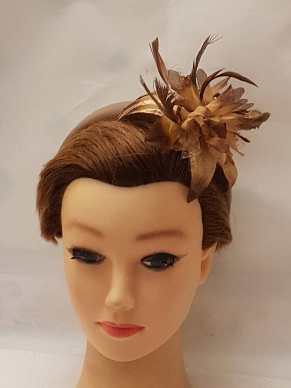 BROWN Padded Headband fascinator. Feather Flower SUEDE Padded Headband Fascinator Headpiece Halo Padded Hair Crown Races Wedding Prom headb
