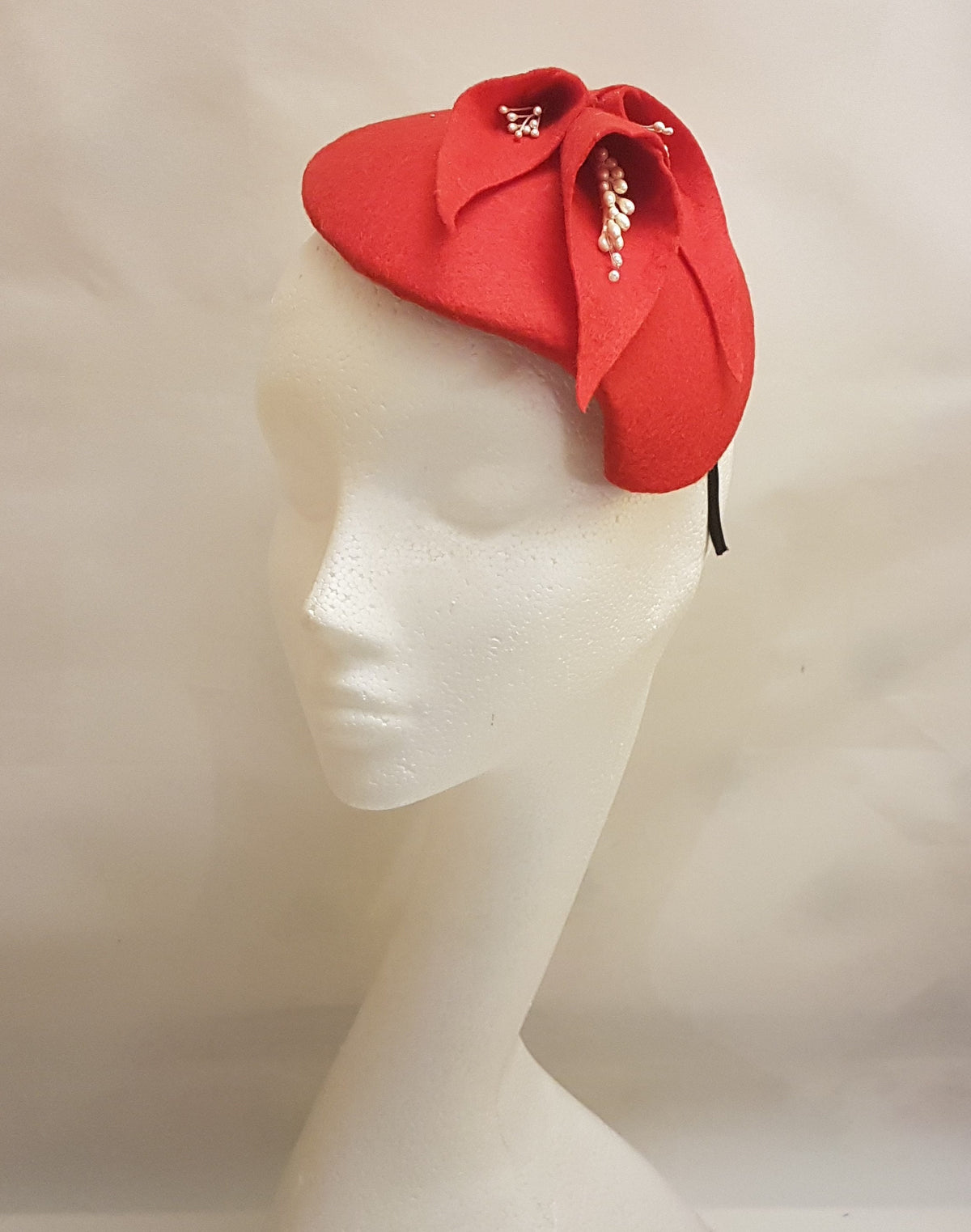 Fascinator Red Felt fascinator # RED FELT HAT fascinator Hat fascinator,Wedding, Ascot,Cocktail,Church Hat fascinator,Large Felt Floral Hat