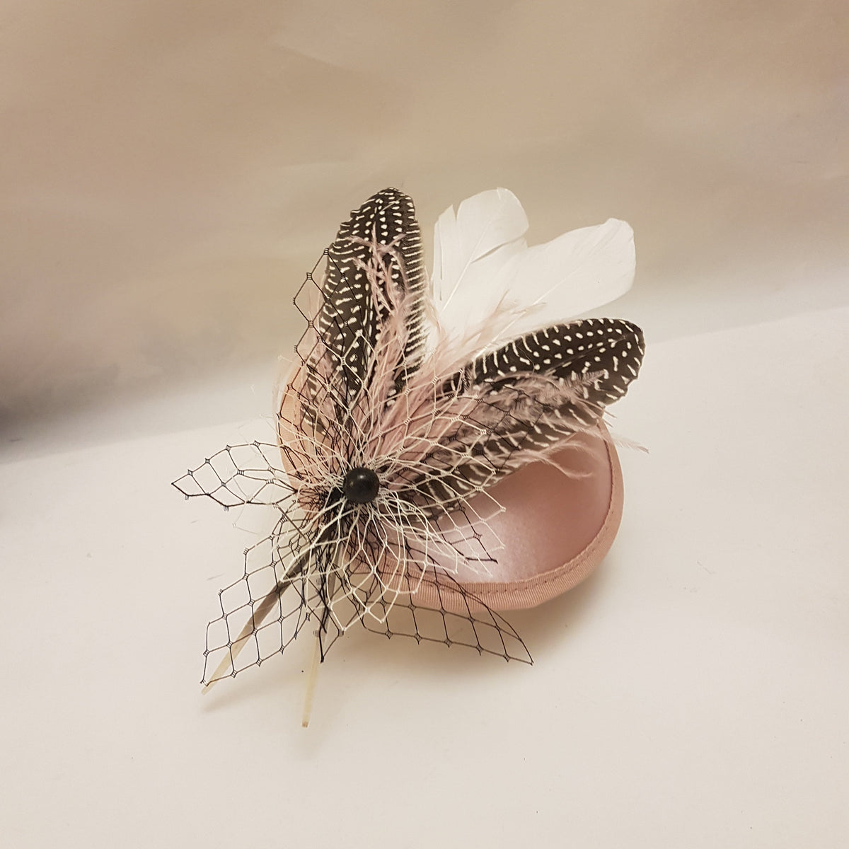 Blush Pink Feather Fascinator Hat: Handmade Ascot Race Headpiece