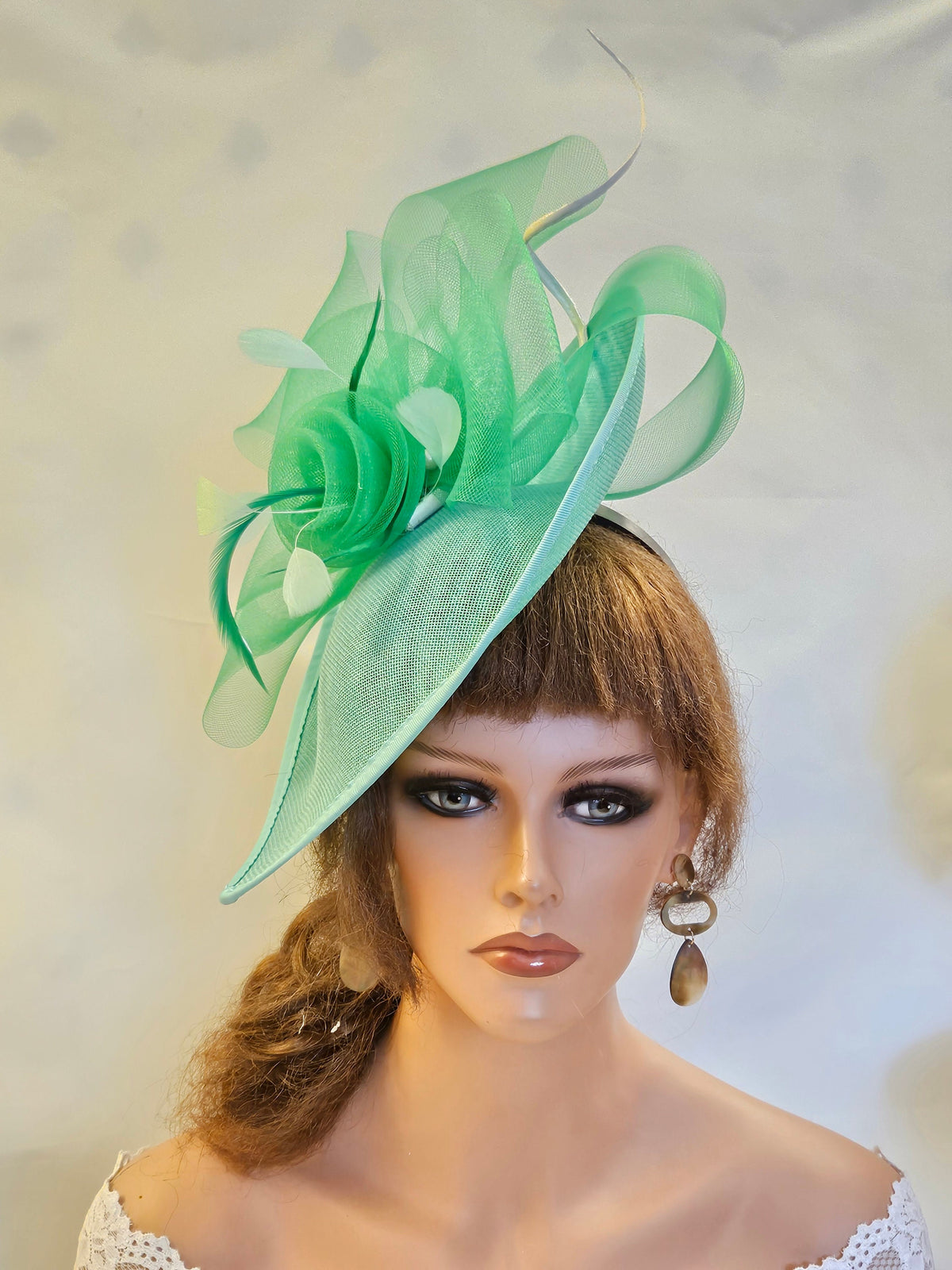 Green Teardrop Fascinator Hat: Wedding Ascot Derby Hatinator