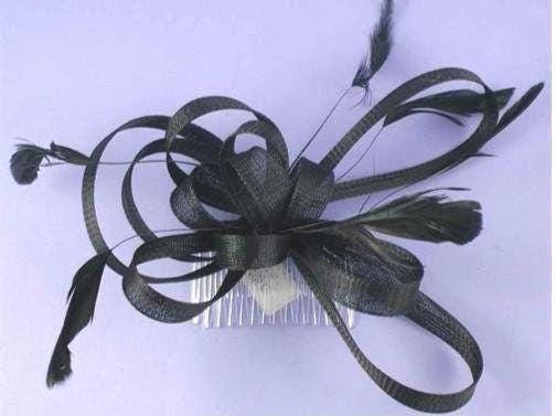 Fascinator Feather & loops comb fascinator Black, Cream, White Fascinator