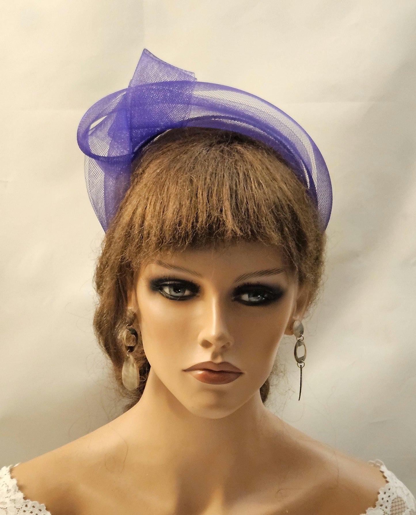 PURPLE Crinoline knot Headband Fascinator Headpiece,Statement Headwear