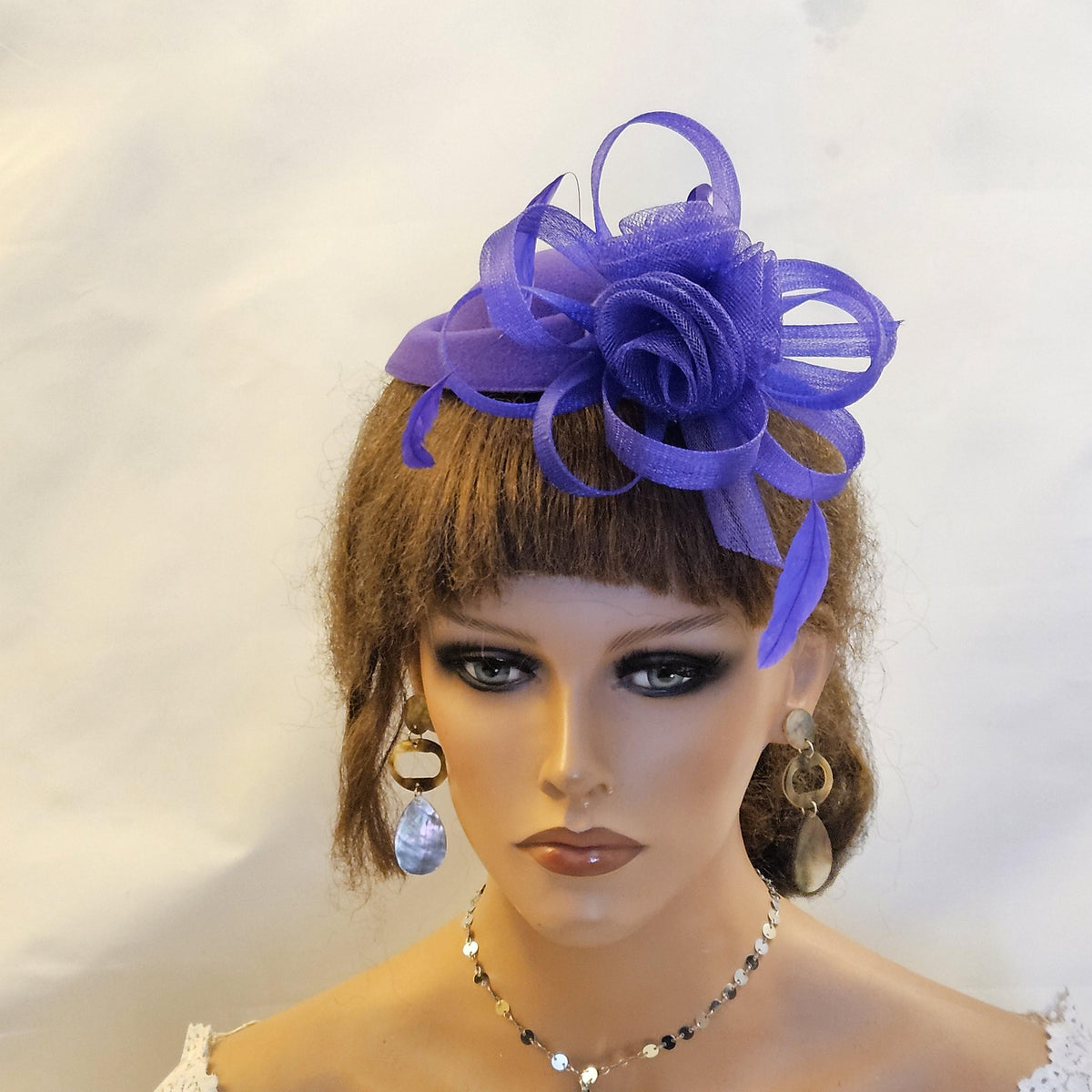 Purple Fascinator Hat : Wedding Ascot Cocktail parties Headpiece