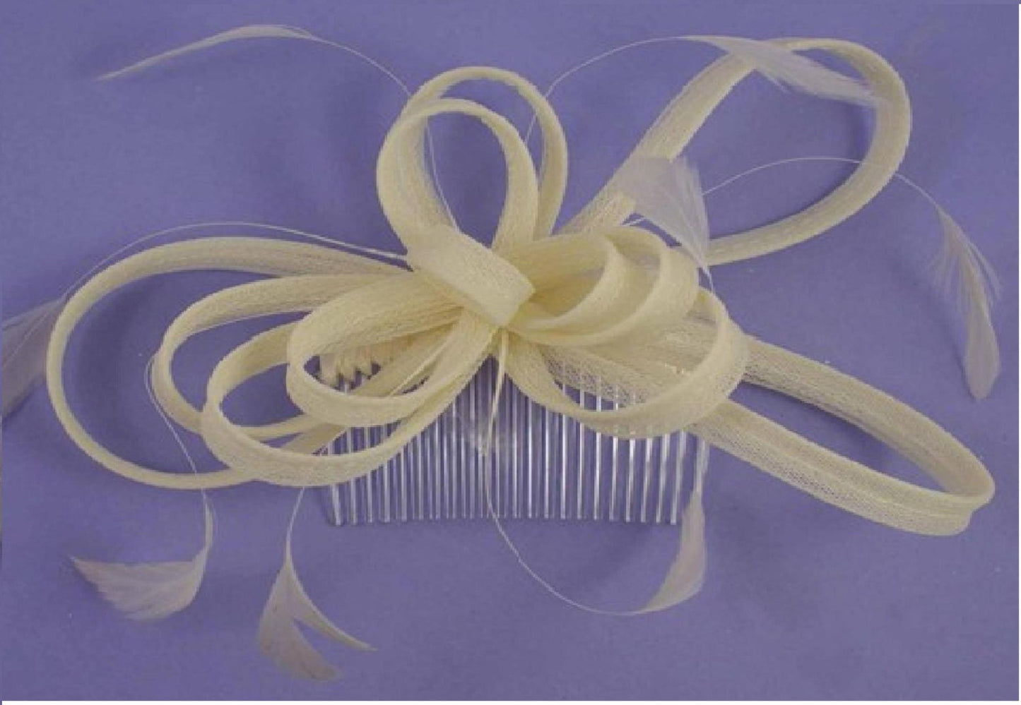 Fascinator Feather & loops comb fascinator Black, Cream, White Fascinator