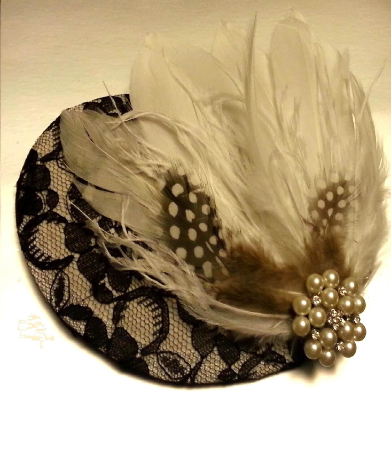 Wedding hat fascinator Hair accessory #Black & White feather facinator Wedding Feather Fascinator Feather Hair Piece Wedding feather hat