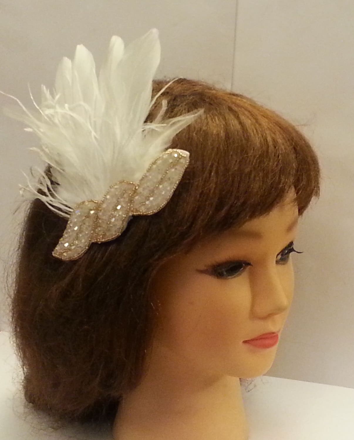 White and Gold Vintage 1920s Flapper Headpiece Gatsby Headband Crystal Beaded Great Gatsby Headband Aliceband 1920's-40's sparkly headband