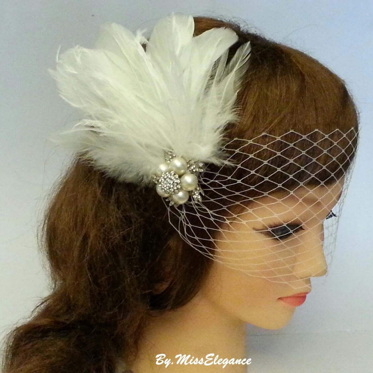 Feather Fascinator #1920s Gatsby wedding fascinator Bridal headpiece