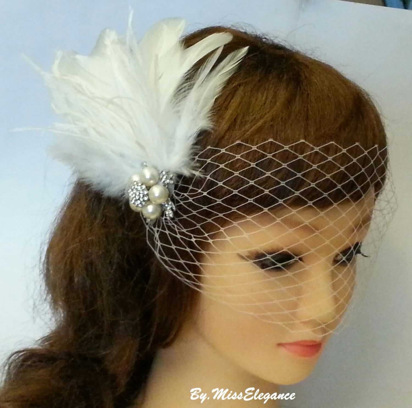 Feather Fascinator #1920s Gatsby wedding fascinator Bridal headpiece