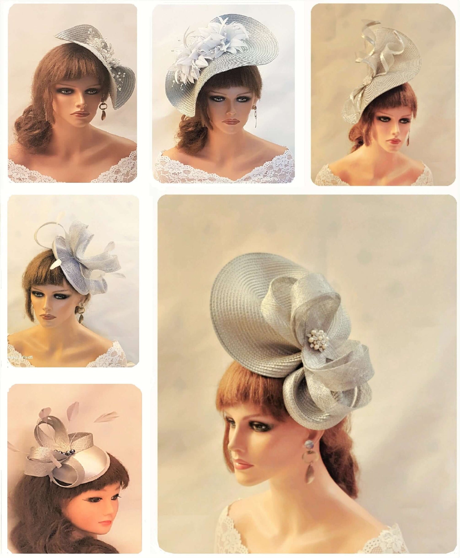 SILVER & GREY HAIR FASCINATORS & FASCINATOR HATS for Mother of the Bride,Weddings, Races, & Parties