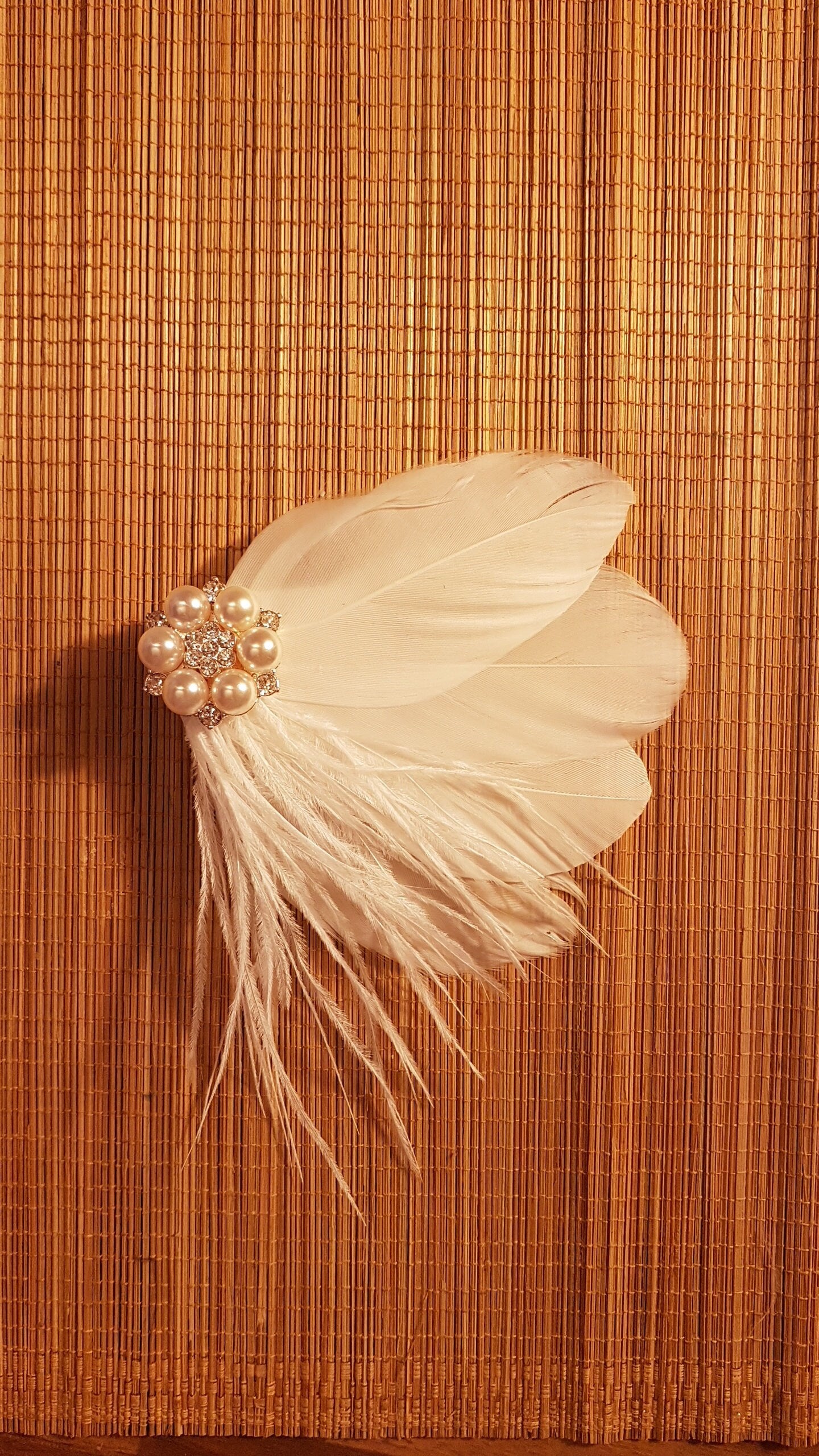 Pince à cheveux de mariée, fascinateur en plumes de mariée, pièce de cheveux en plumes dorées, accessoire de cheveux de mariage, fascinateur en plumes de mariée, pince à cheveux en plumes