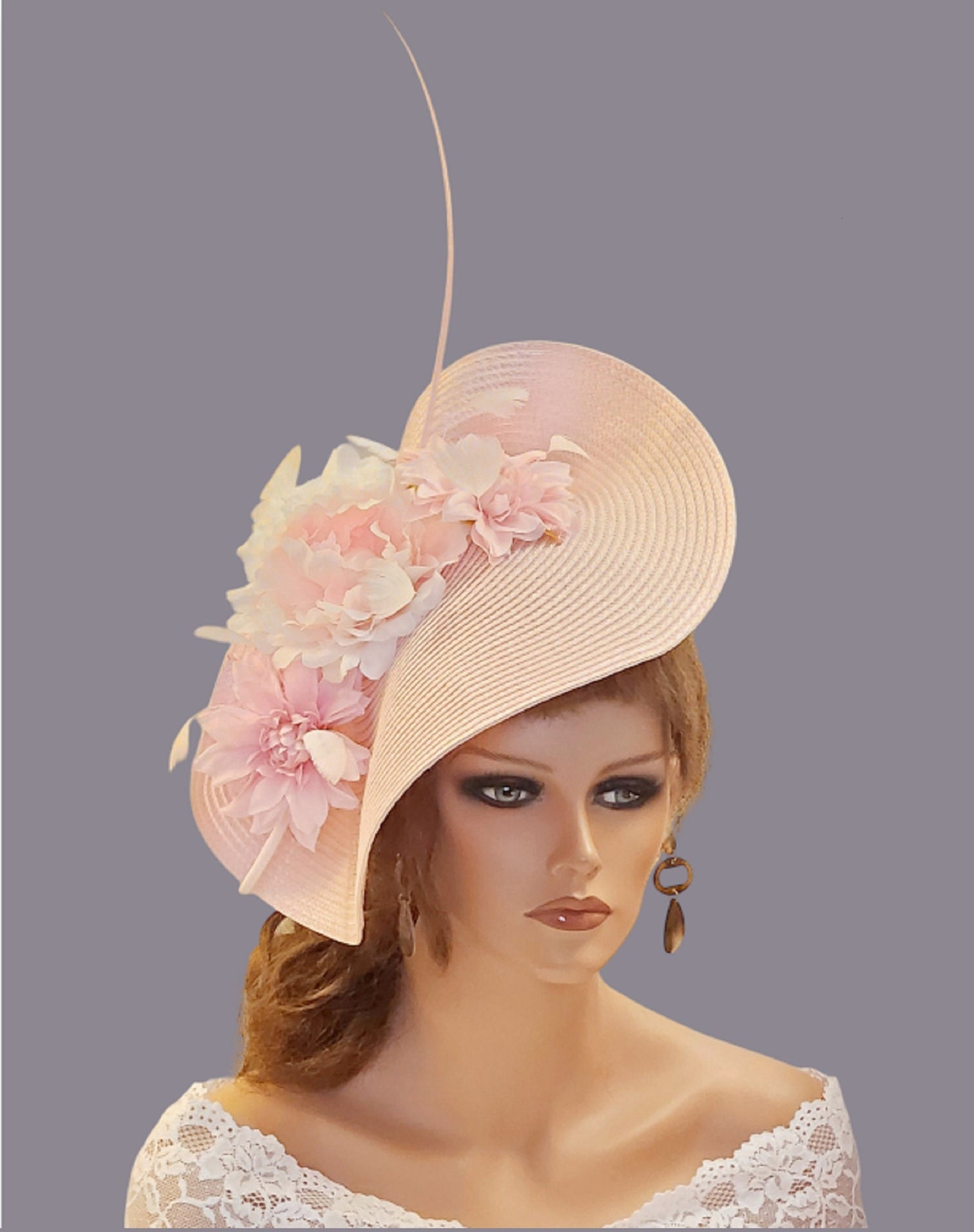 PINK Fascinator Large Fascinator ladies Roal Ascot hat,Church Derby Race Wedding Cocktail Party hat Pink Mother of Bride /Groom Hatinator