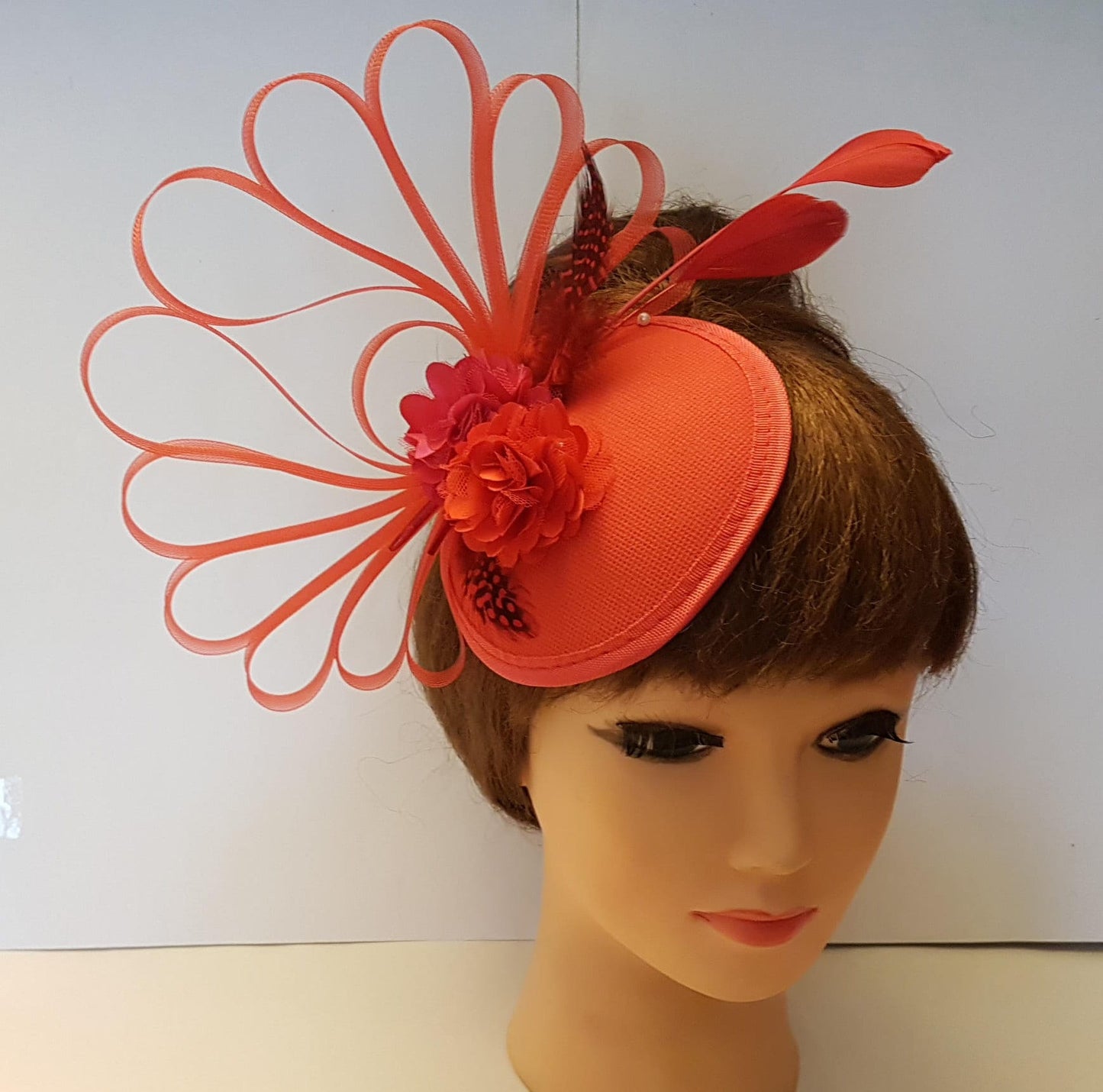 RED ascot hat Fascinator, Cocktail Party  Royal Ascot hat, Race hat, wedding , Kentucky Derby Church  hat, Red fascinator hatinator