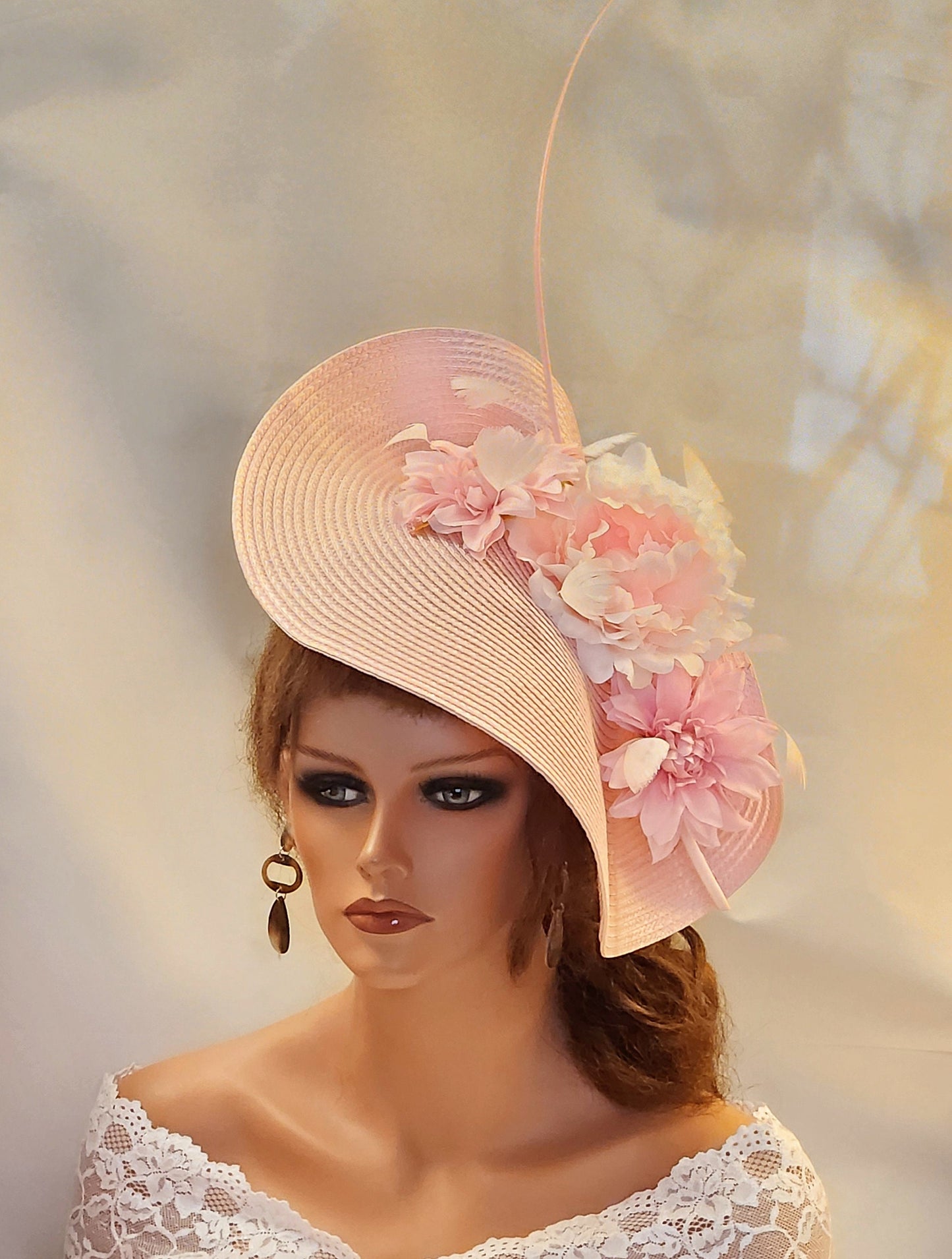 PINK Fascinator Large Fascinator ladies Roal Ascot hat,Church Derby Race Wedding Cocktail Party hat Pink Mother of Bride /Groom Hatinator