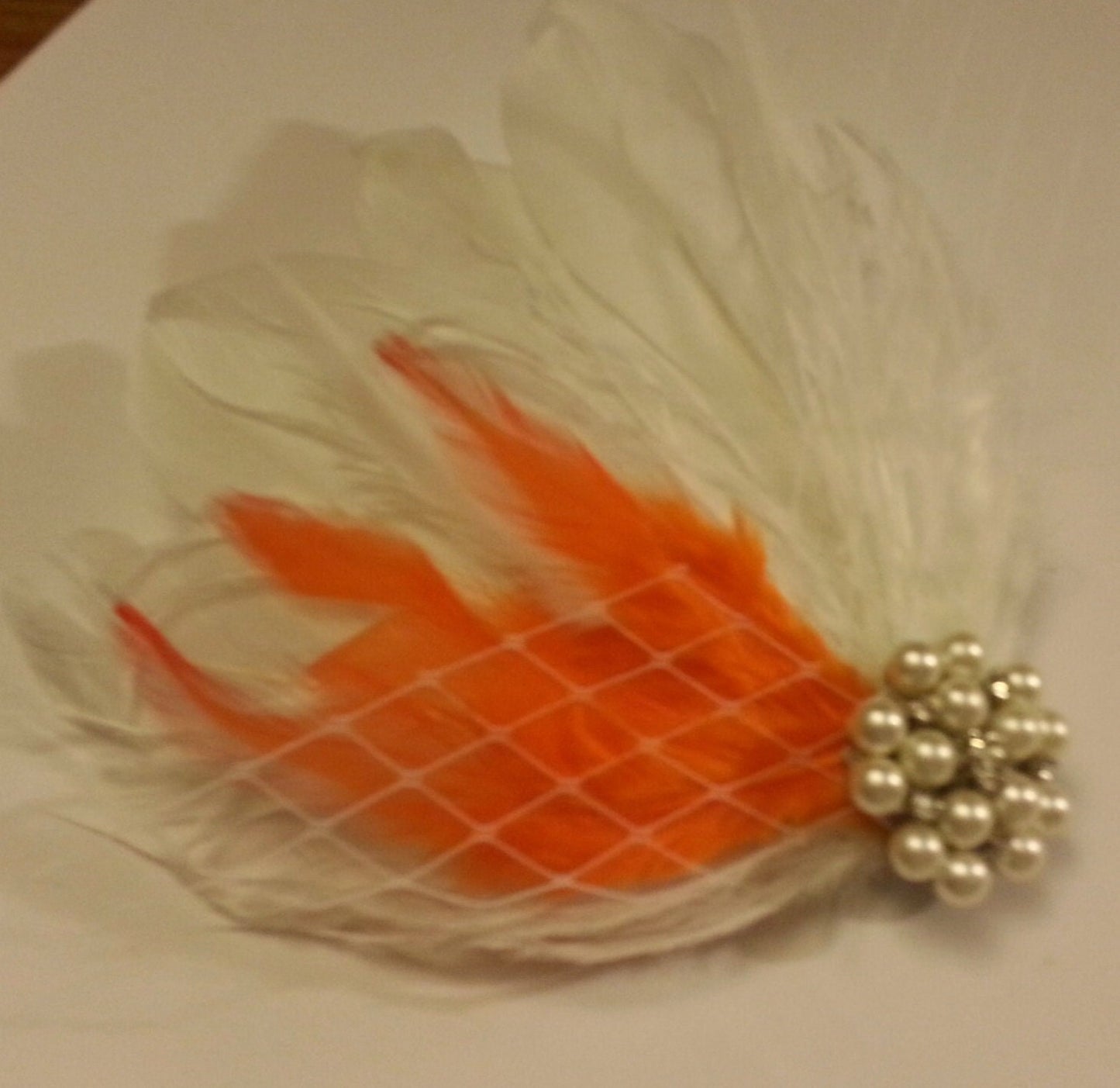 wedding hair accessory, Gatsby Orange feather clip, Bridal Hair Piece Bridesmaid Feather Fascinator, Gatsby Hair Piece, Flapper headpiece,