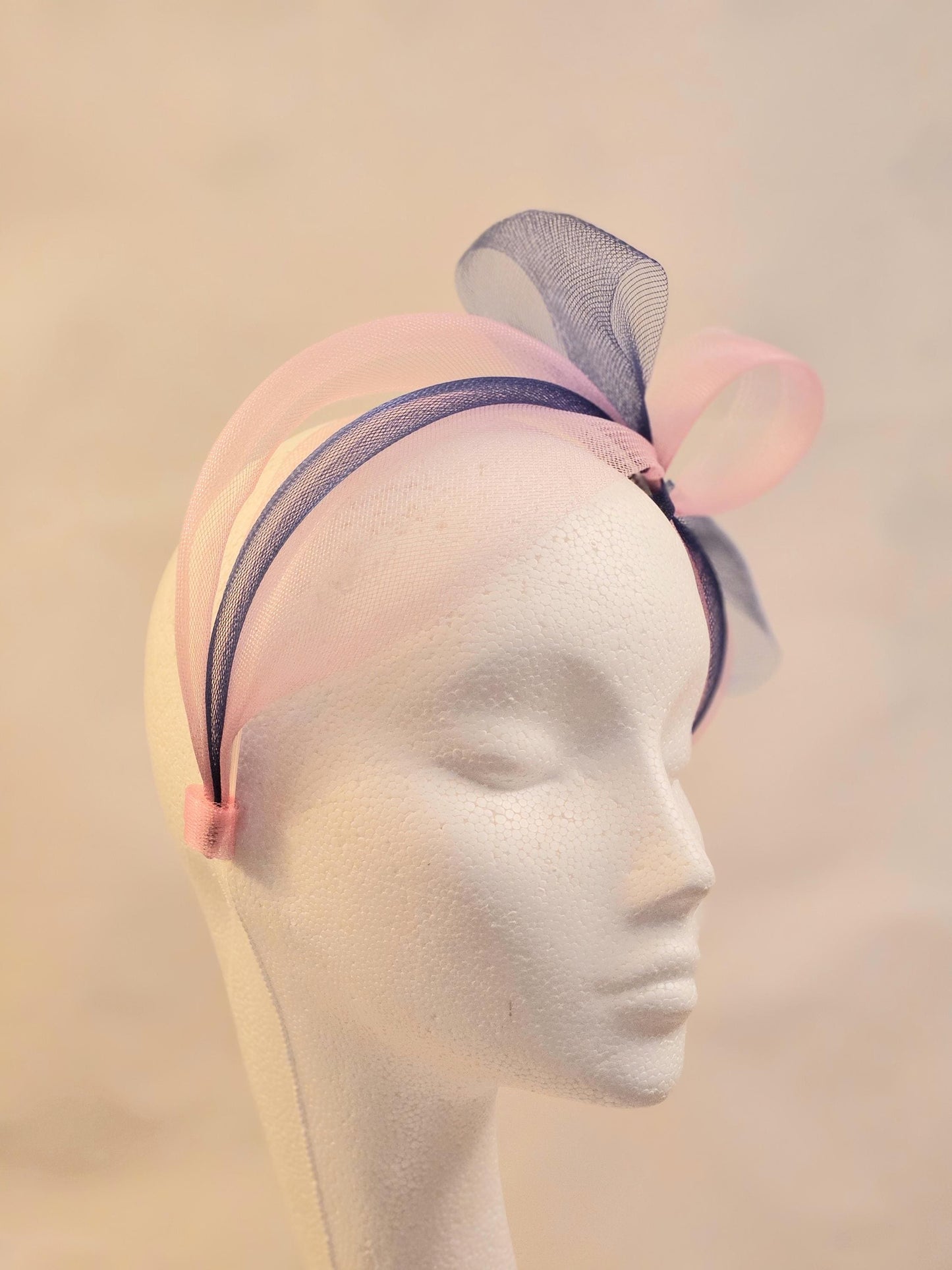 PINK & BLUE Bow Headband fascinator Church Ascot Wedding Guest Cocktail TeaParty fascinator Wedding Guest Wedding Guest Headwear, hatinator