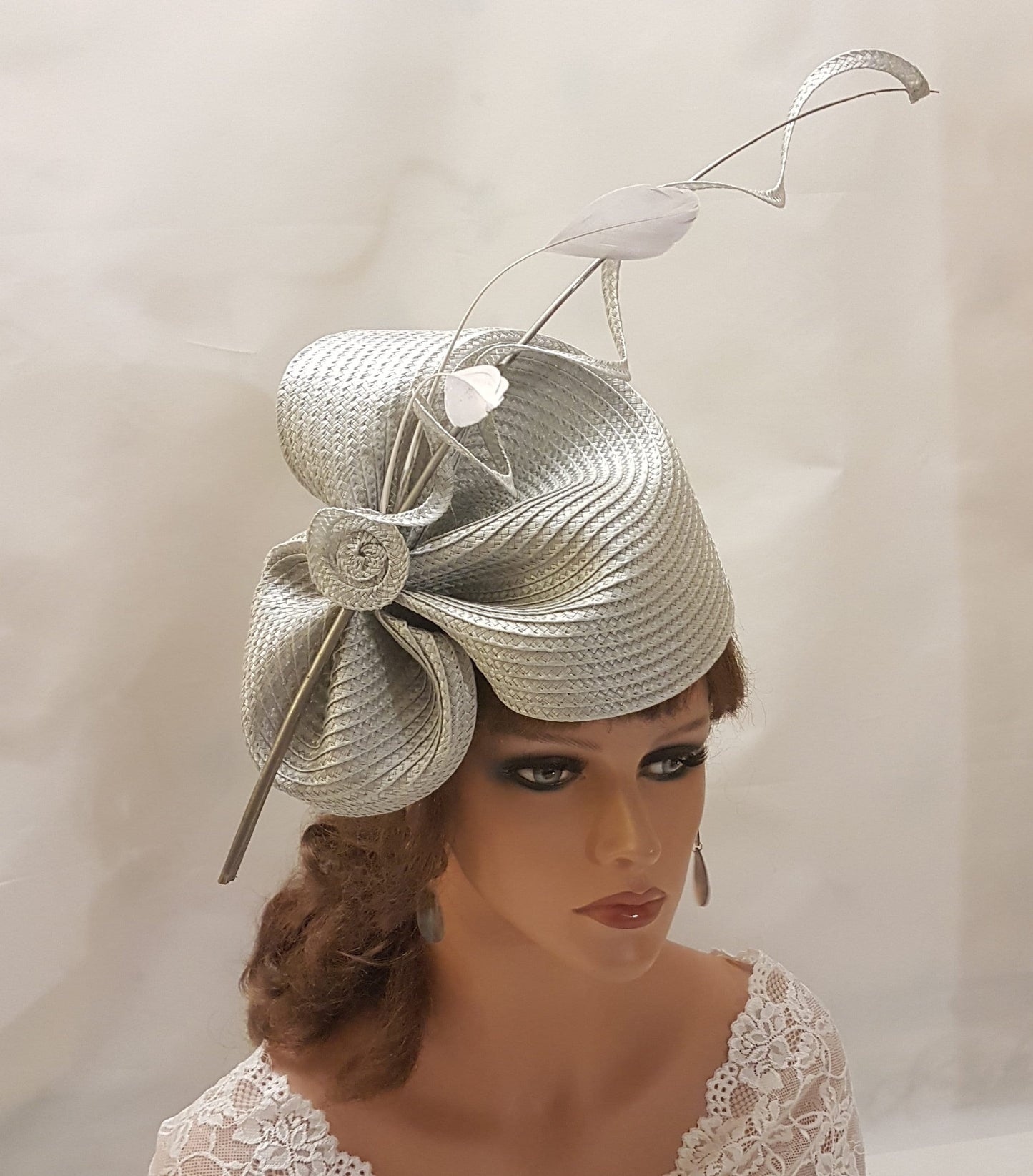 SILVER Grey Hat fascinator large saucer  hatinator Womens Royal Ascot, hat Church,Derby Race Wedding Party hat Mother of Bride/Groom Hatinat