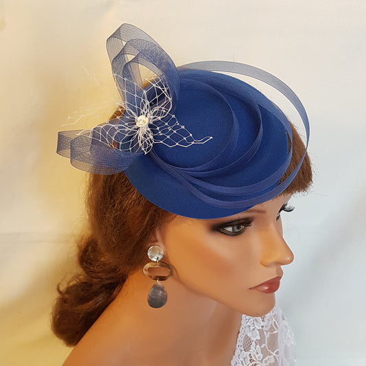 Royal blue Hat fascinator, Race Hat, ROYAL BLUE  fascinator Race Cocktail hat,  Ascot Hat, Cocktail hat, wedding headpiece