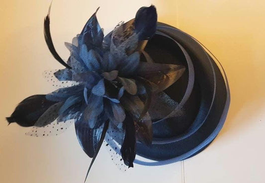 Navy blue Headband Fascinator Hat,Wedding,Ladies Day,Tea Party,Royal Ascot Race,Wedding Ascot Races Women Winter Wedding Hat Ladies blue hat