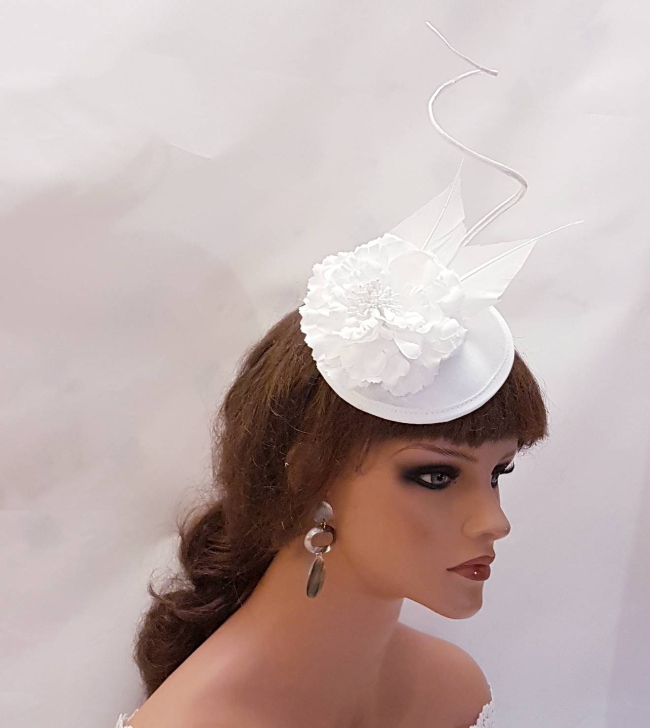 Fascinator Hat #Bridal hat Fascinator White Ivory 4050s Quill Feather Hat Wedding Race Cocktail TeaParty lady Ascot Hat Bridal Headpiece