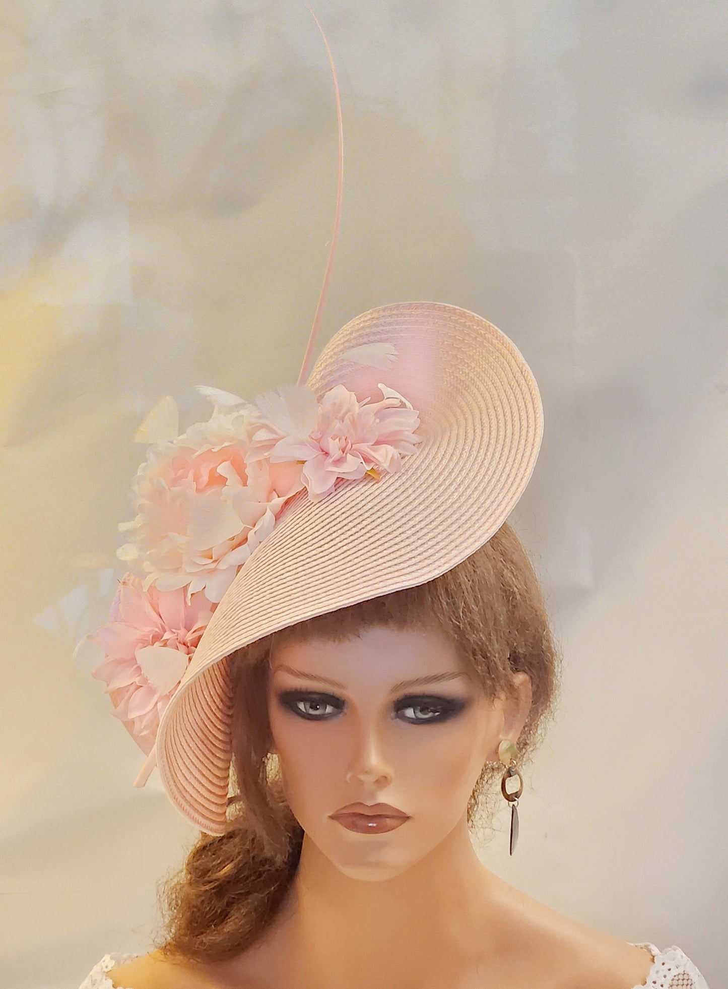 PINK Fascinator Large Fascinator ladies Roal Ascot hat,Church Derby Race Wedding Cocktail Party hat Pink Mother of Bride /Groom Hatinator