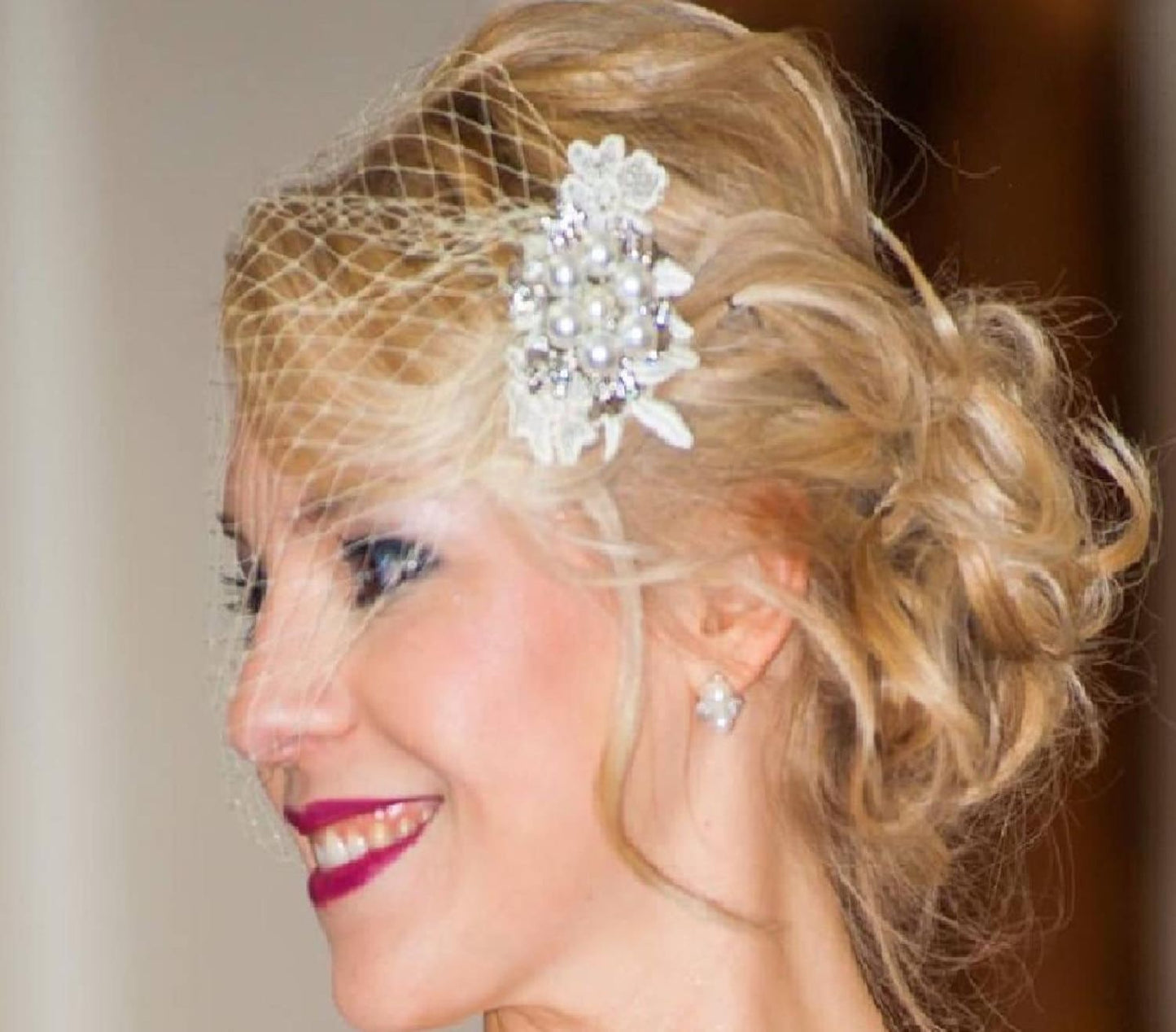 Bridal birdcage veil & Fasicinator hair clip 