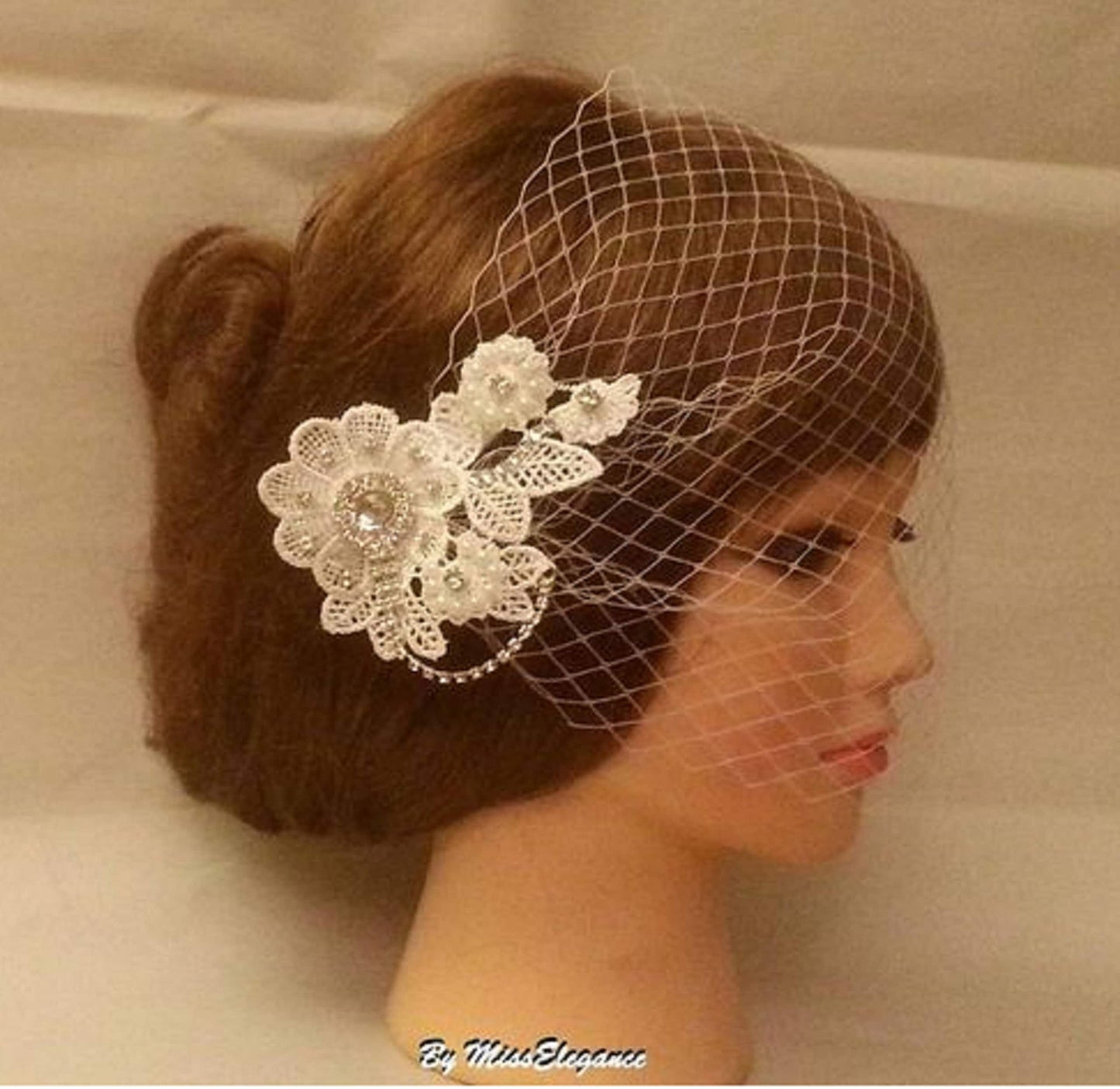 Voile de cage à oiseaux Blusher de mariée années 1920 Boho Gatsby mariage fleur pince à cheveux en cristal 1920 Flapper robe fascinateur coiffe Gatsby visage voile