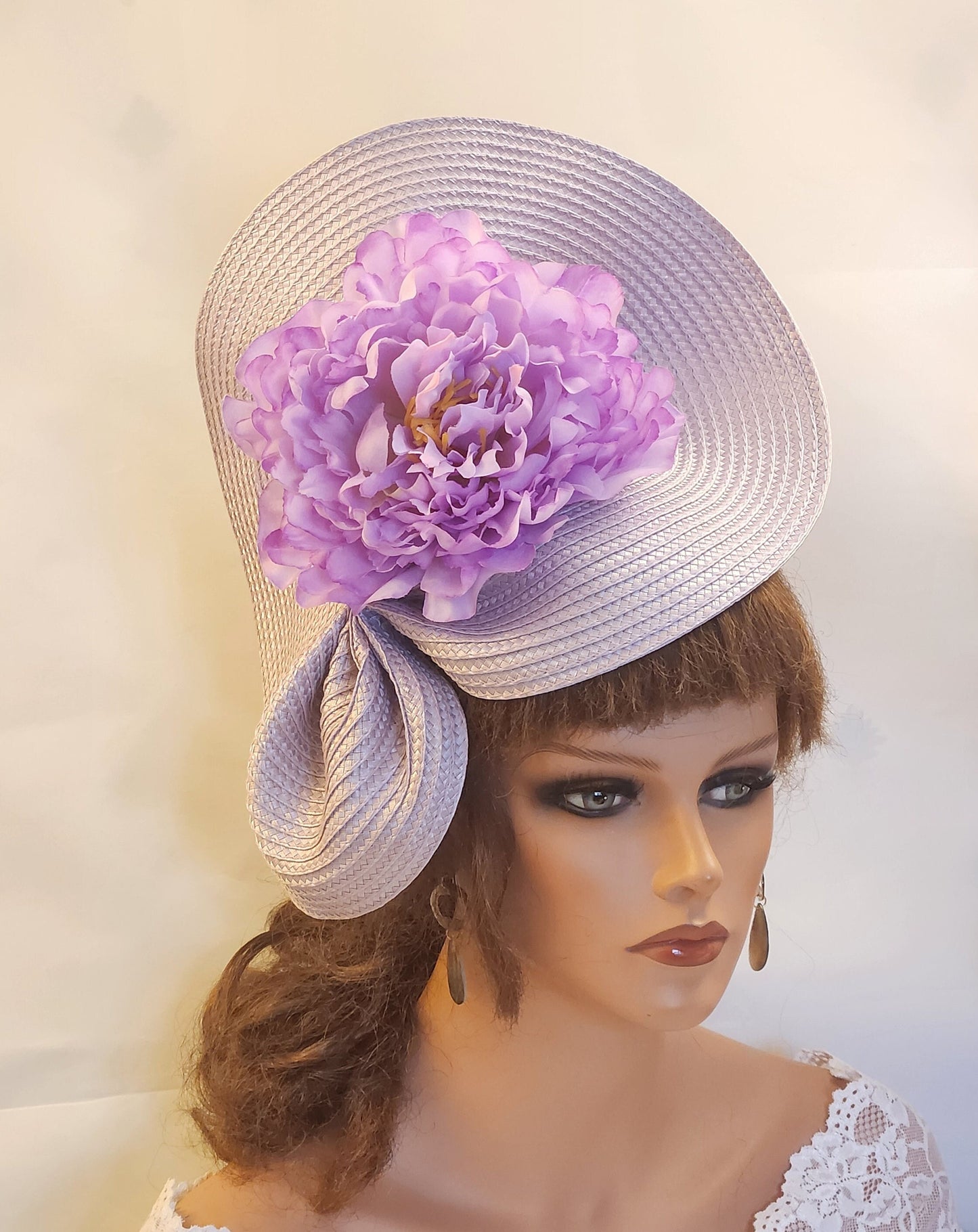 Lilac Lavender Purple fascinator large saucer hatinator Floral Church Derby Ascot Hat Wedding Party hat Mother of Bride/Groom Hatinator