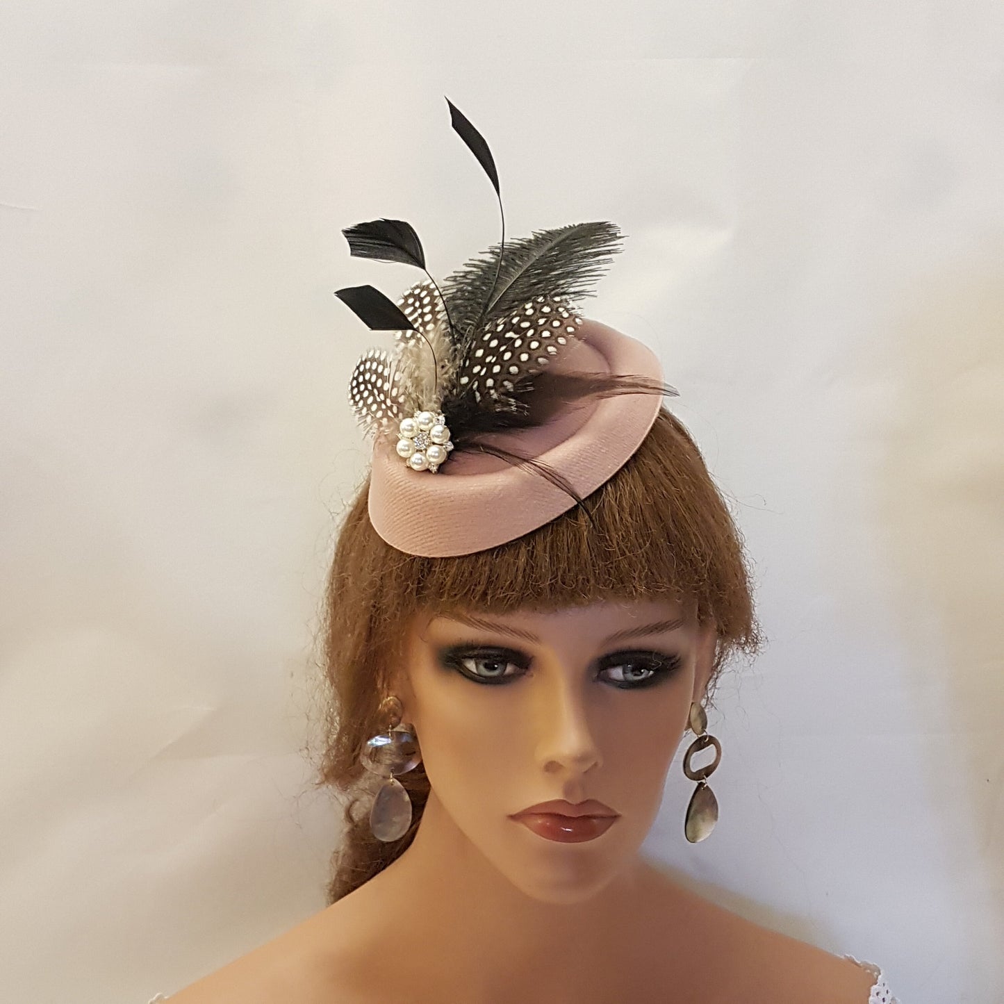 Blushpink PILLBOX HAT FASCINATOR.  White, Ivory, Black, Blue, Purple, Red,Tan Headpiece Ladies headdress , Ascot Cocktail Wedding Hatinator