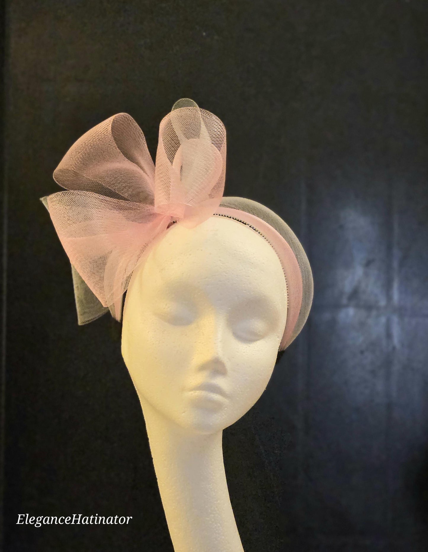 Pink & SilverGrey Headband Fascinator, Pink Knot Bow Headband - Perfect for Races or Mother of the Bride, Wedding Guest Headwear Headband