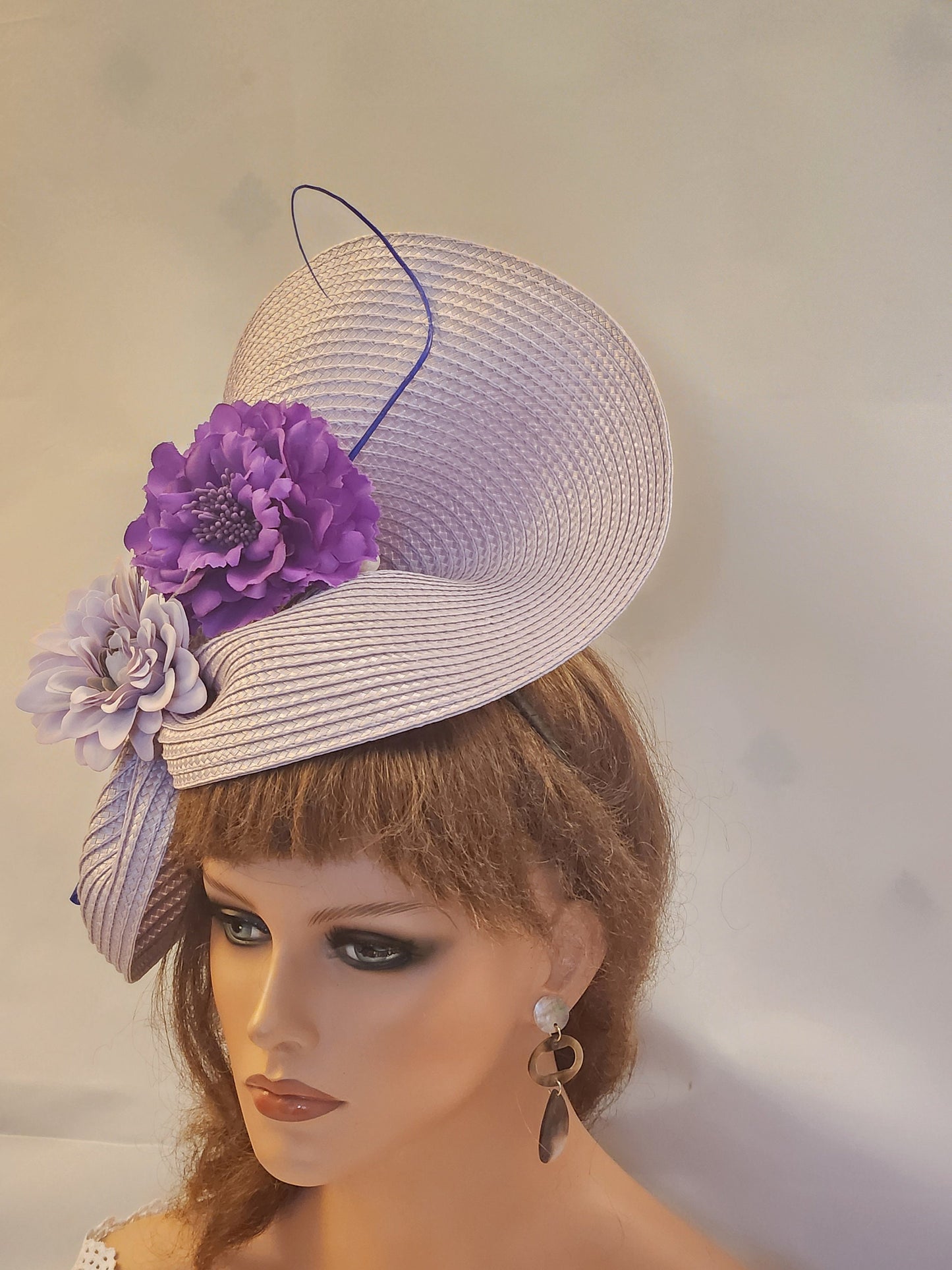 Lilac Lavender Purple fascinator large saucer hatinator Quil Floral Church Derby Ascot Hat Wedding Party hat Mother of Bride/Groom Hatinator