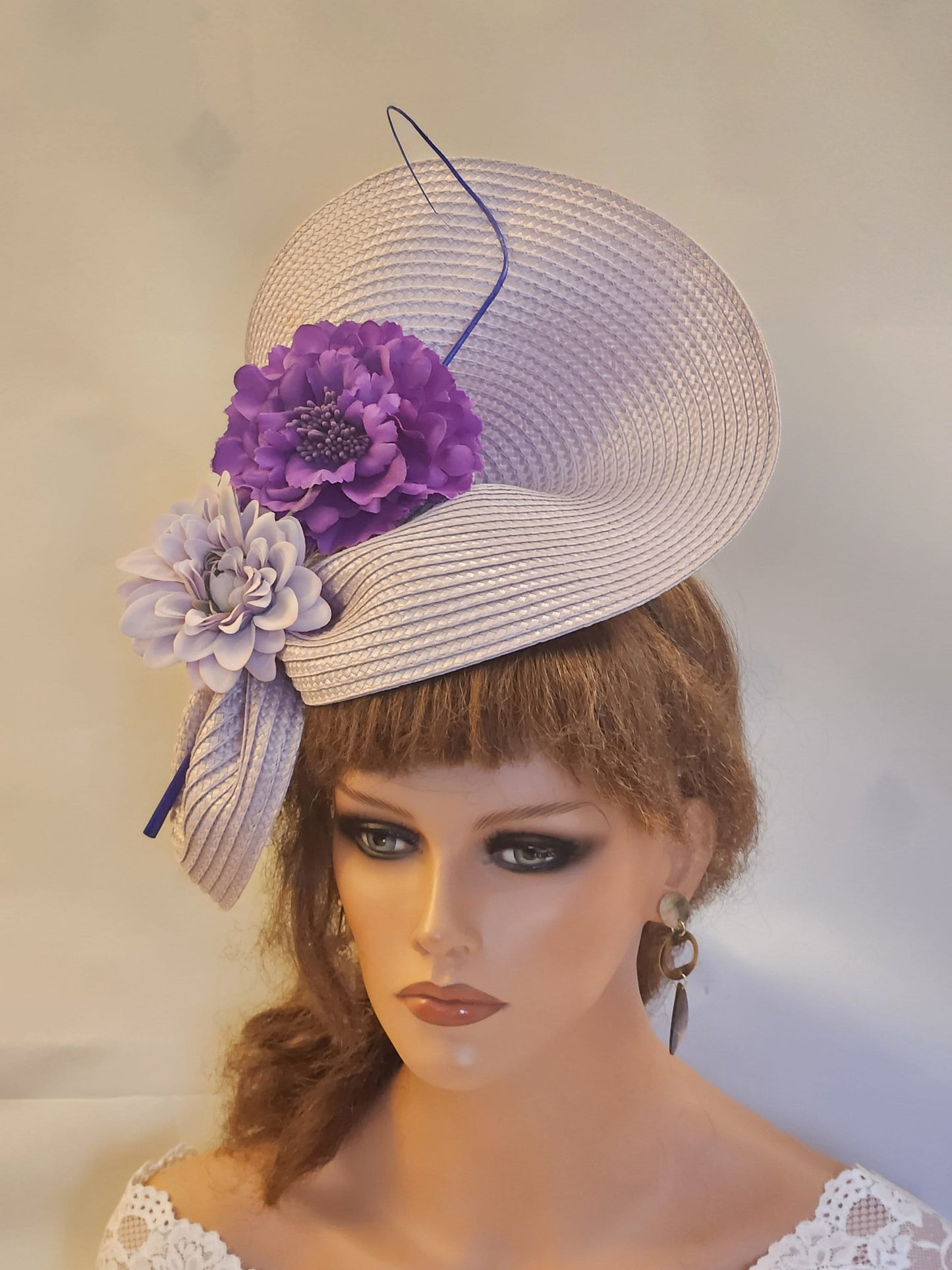 Lilac Lavender Purple fascinator large saucer hatinator Quil Floral Church Derby Ascot Hat Wedding Party hat Mother of Bride/Groom Hatinator