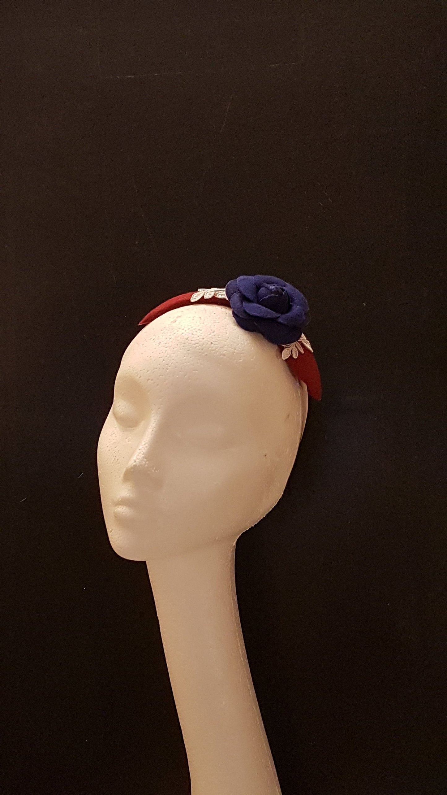 MAROON FASCINATOR, Modern Felt fascinator Headband Royal BLUE felt Rose  #Maroon l fascinator. Cocktail,Ladies day,Wedding flower Hairpiece