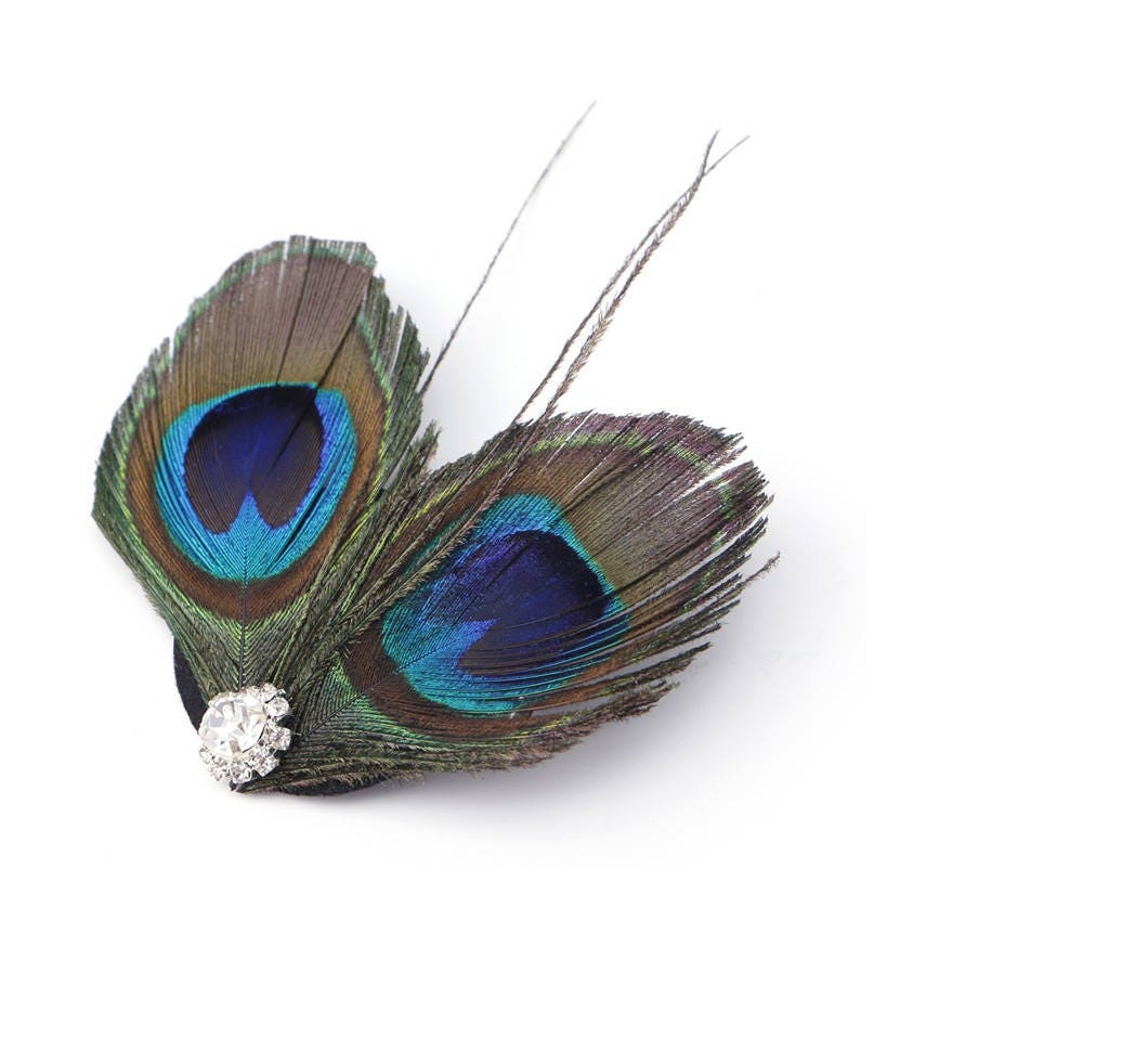 Pince à cheveux de mariée, fascinateur en plumes de paon, pince à cheveux bleue et verte, pièce de cheveux de demoiselle d'honneur, fascinateur en plumes de mariée, accessoires de cheveux de mariage