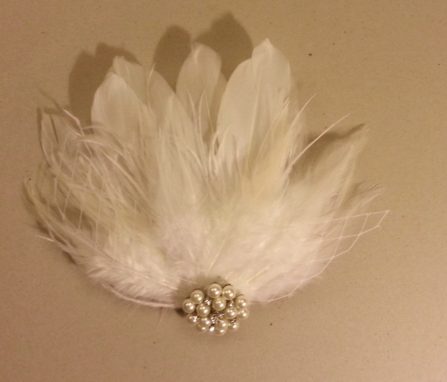 Wedding hair accessory Off White hair clip  #Bridal Jewel Hairpiece Bridal Feather Fascinator Feather Hair Piece, Wedding Hair Accessory