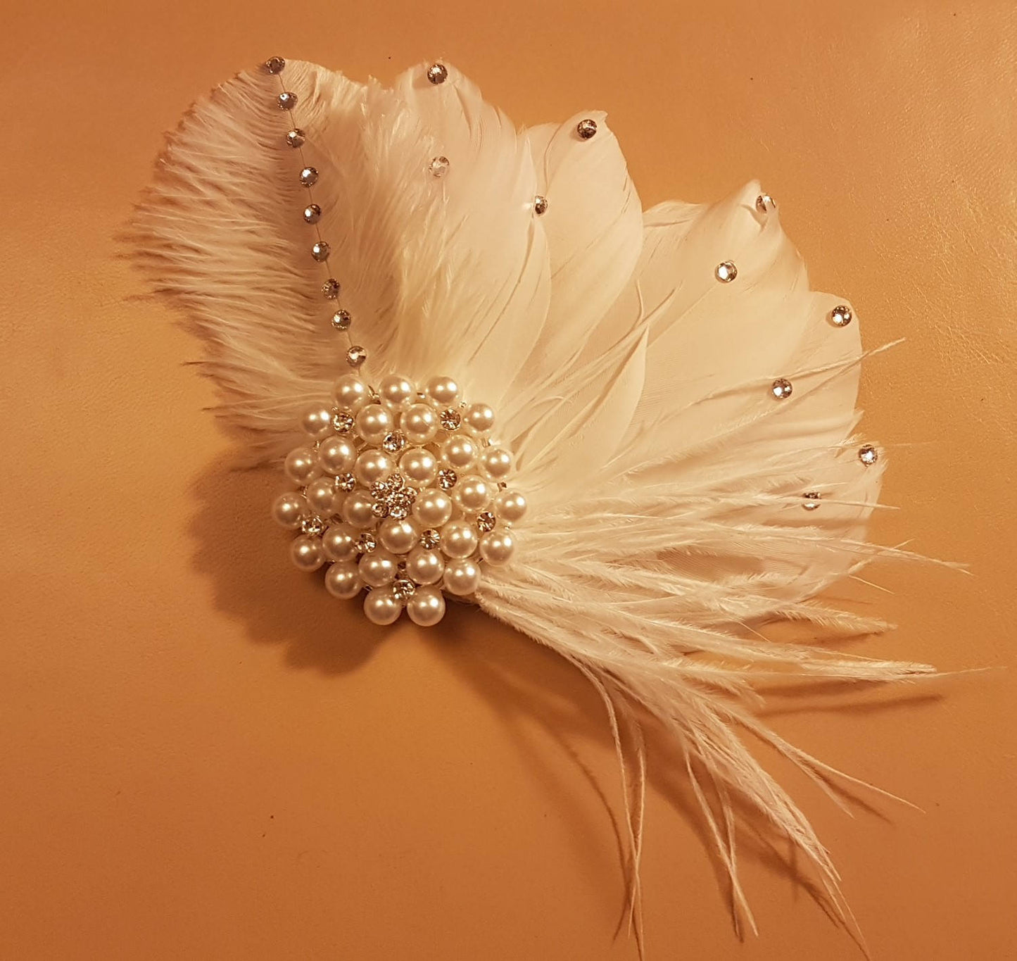 Bridal Birdcage veil Feather fascinator-EleganceFascinator