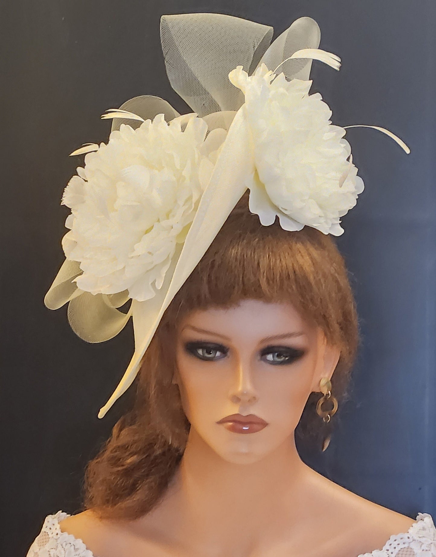 Chapeau bibi en forme de larme, grand chapeau bibi à fleurs, chapeau bibi d'église, chapeau Ascot, chapeau de mariage, fête de thé, mère de la mariée/du marié