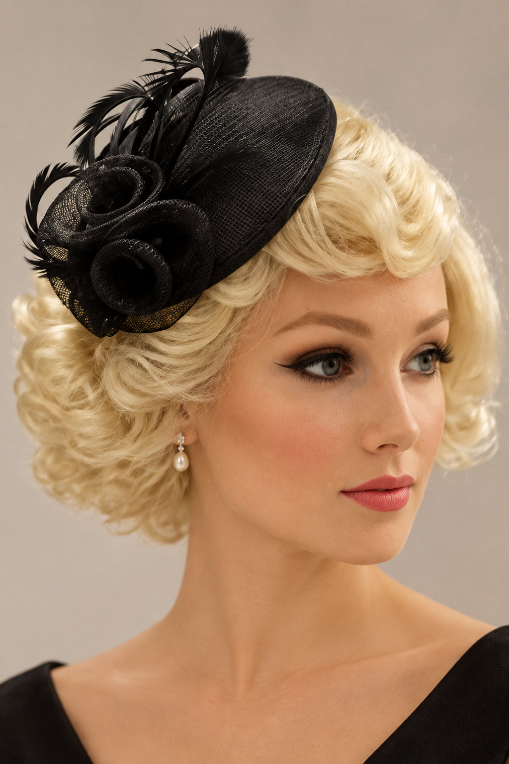 Fascinator Vintage 40s 50s Hat Black Hat Black Race Feather Fascinator Cocktail Christmas hat Black Ascot Hat Cocktail hat Black fascinator