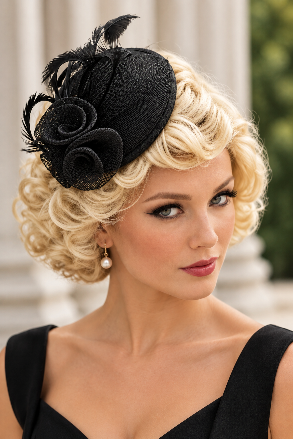 Fascinator Vintage 40s 50s Hat Black Hat Black Race Feather Fascinator Cocktail Christmas hat Black Ascot Hat Cocktail hat  Black fascinator